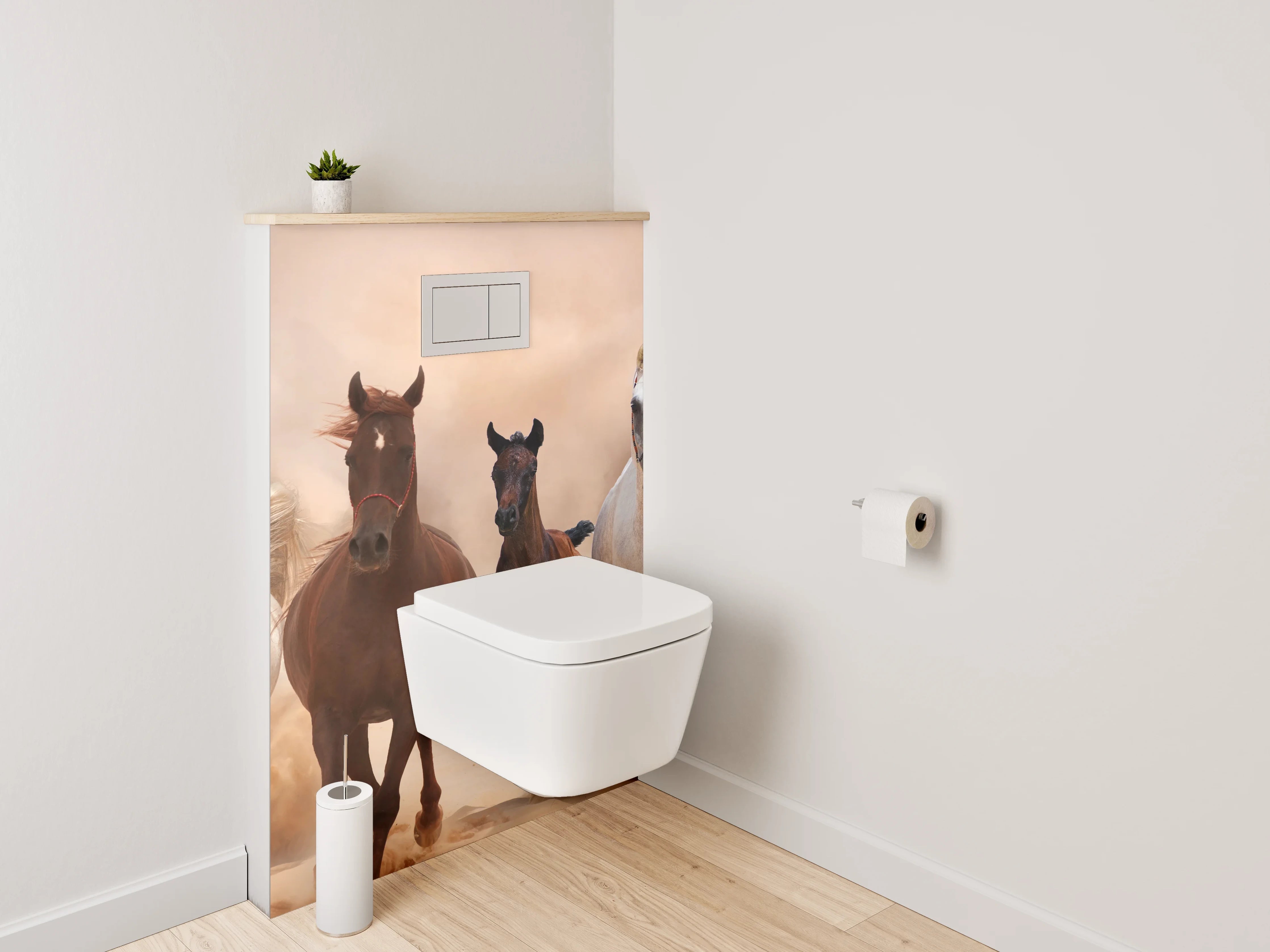 WC-Rückwand - Galoppierende Pferde in der Wüste