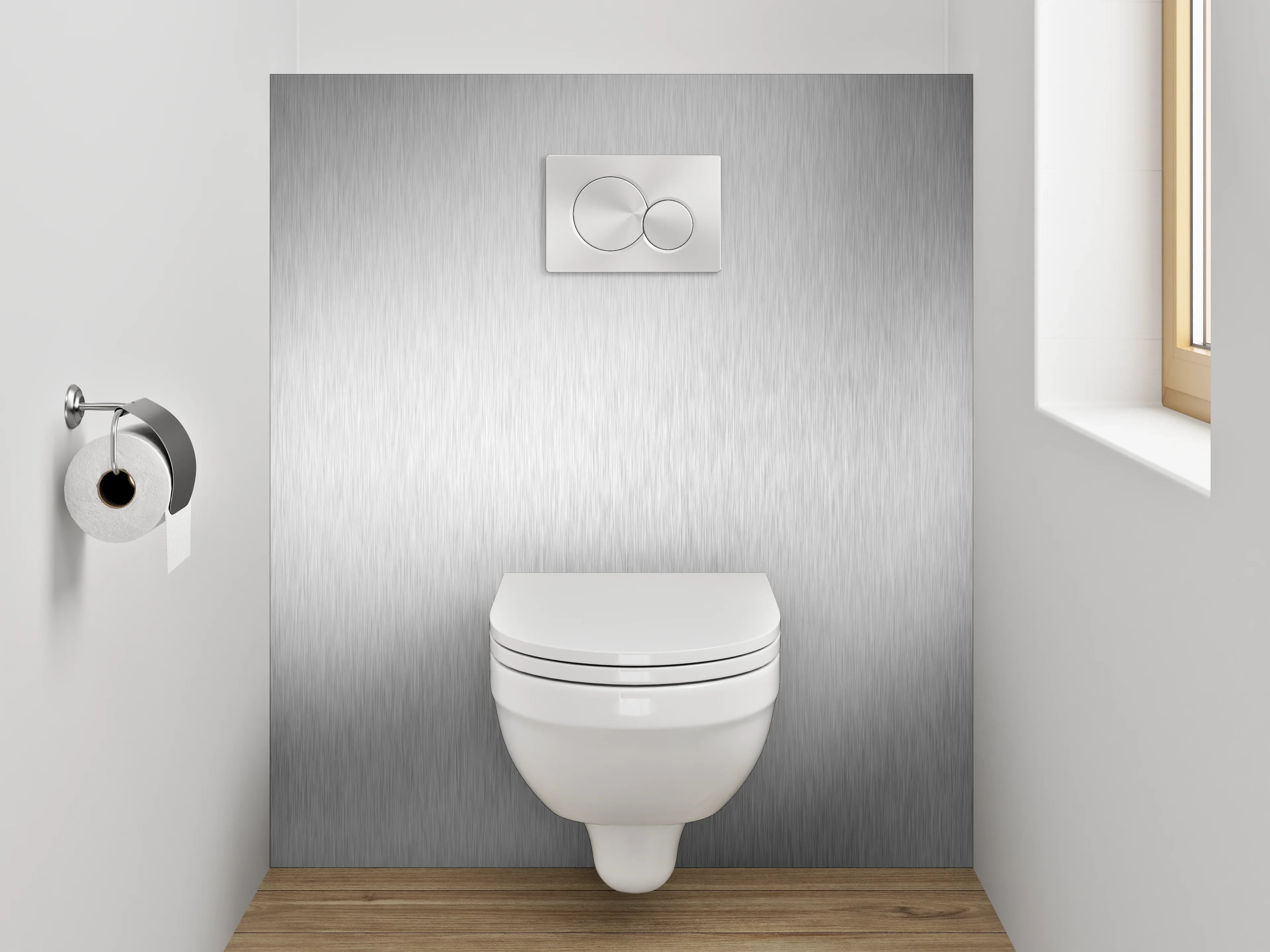 WC-Rückwand - Gebürstete silberne Metalloptik