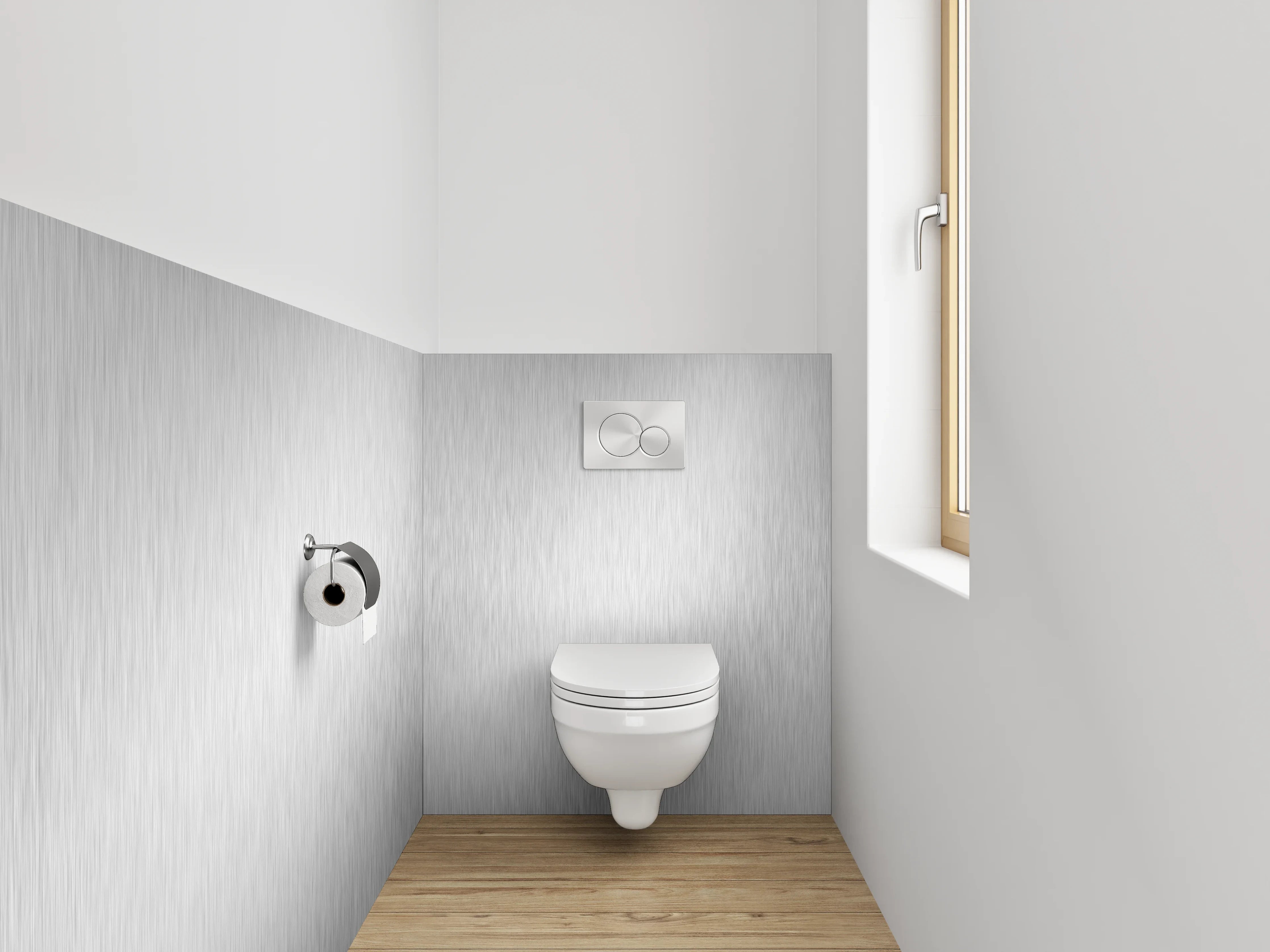 WC-Rückwand - Gebürstete silberne Metalloptik