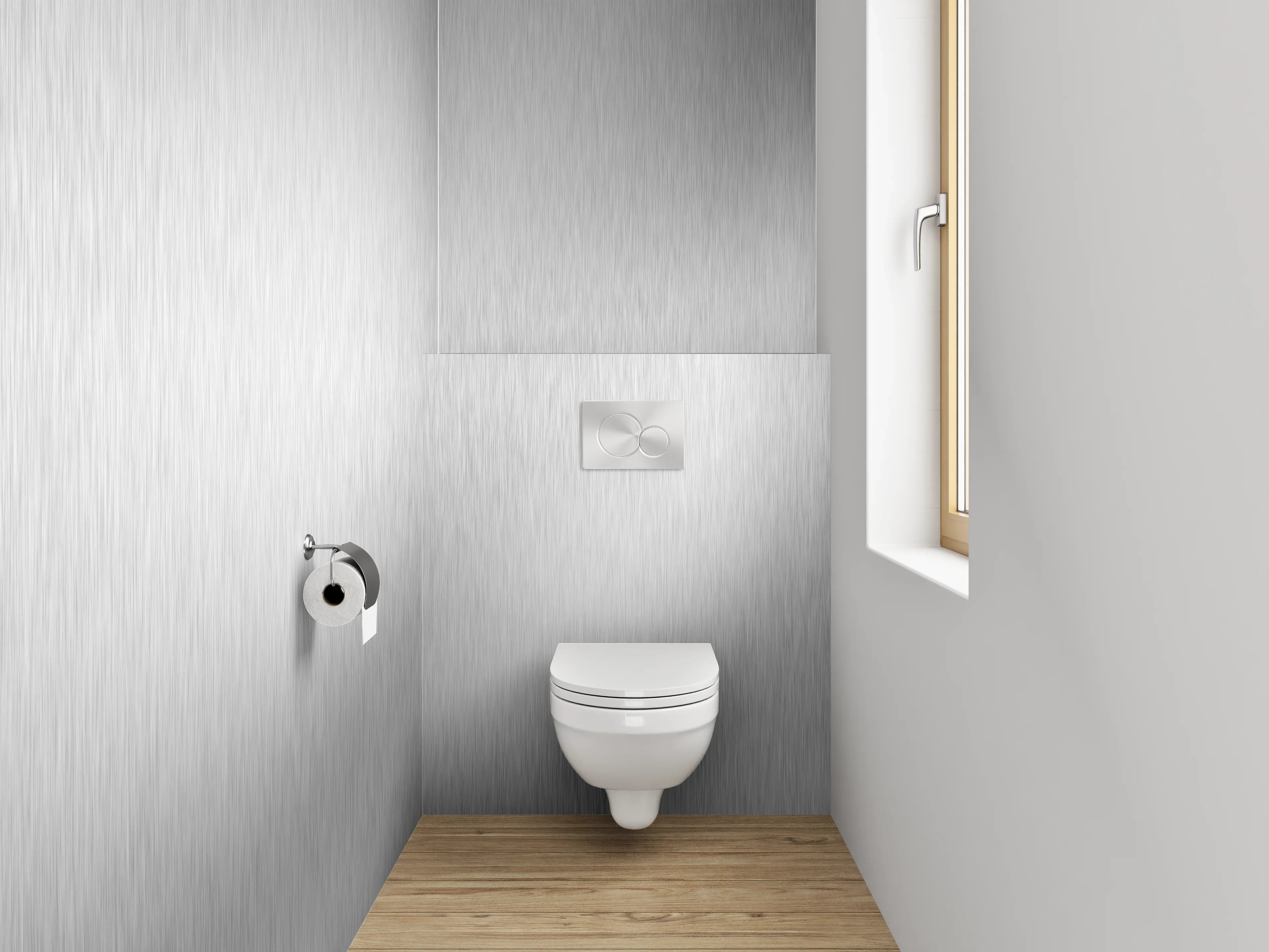 WC-Rückwand - Gebürstete silberne Metalloptik