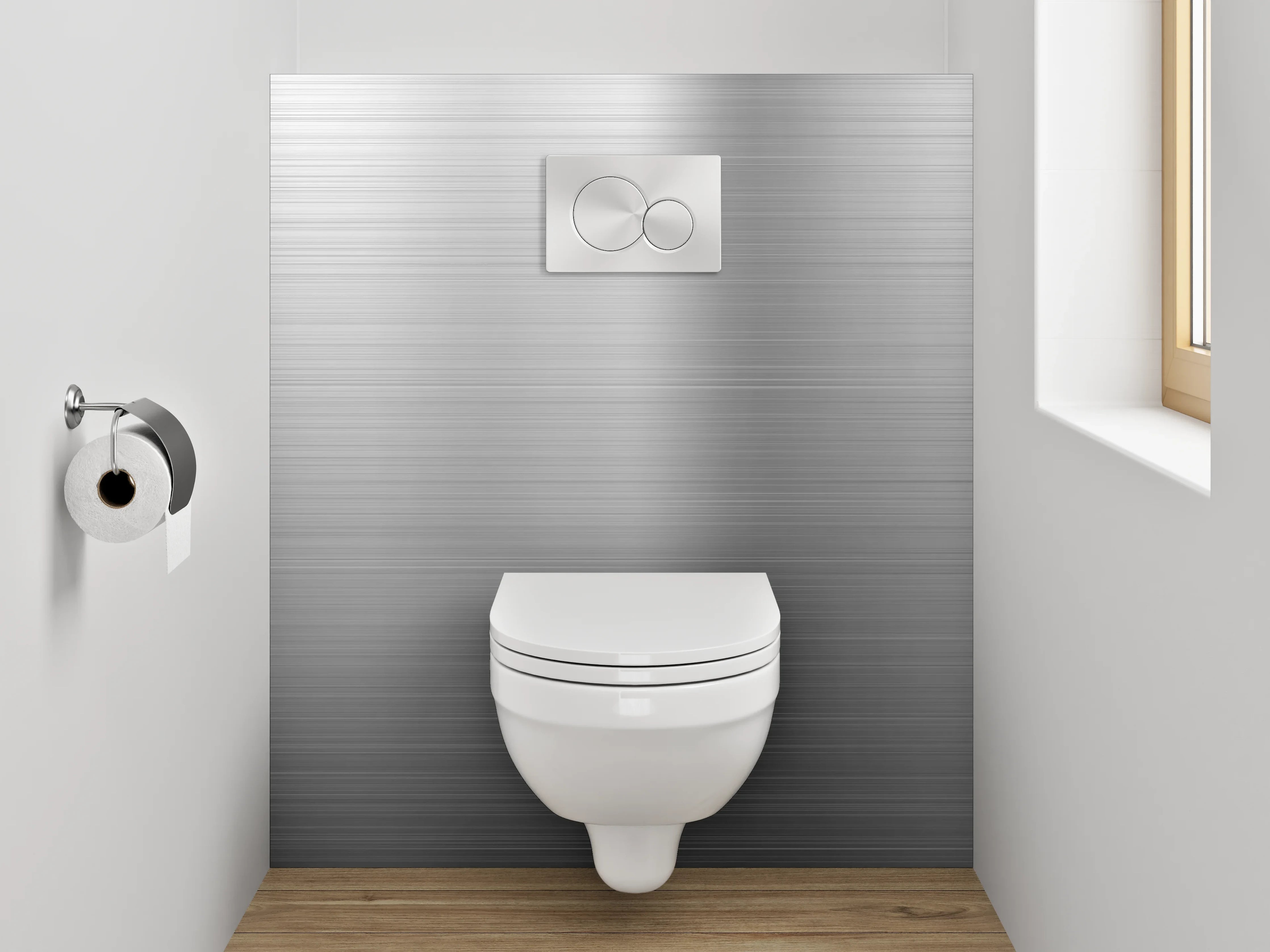 WC-Rückwand - Gebürstetes Metall Silber Optik