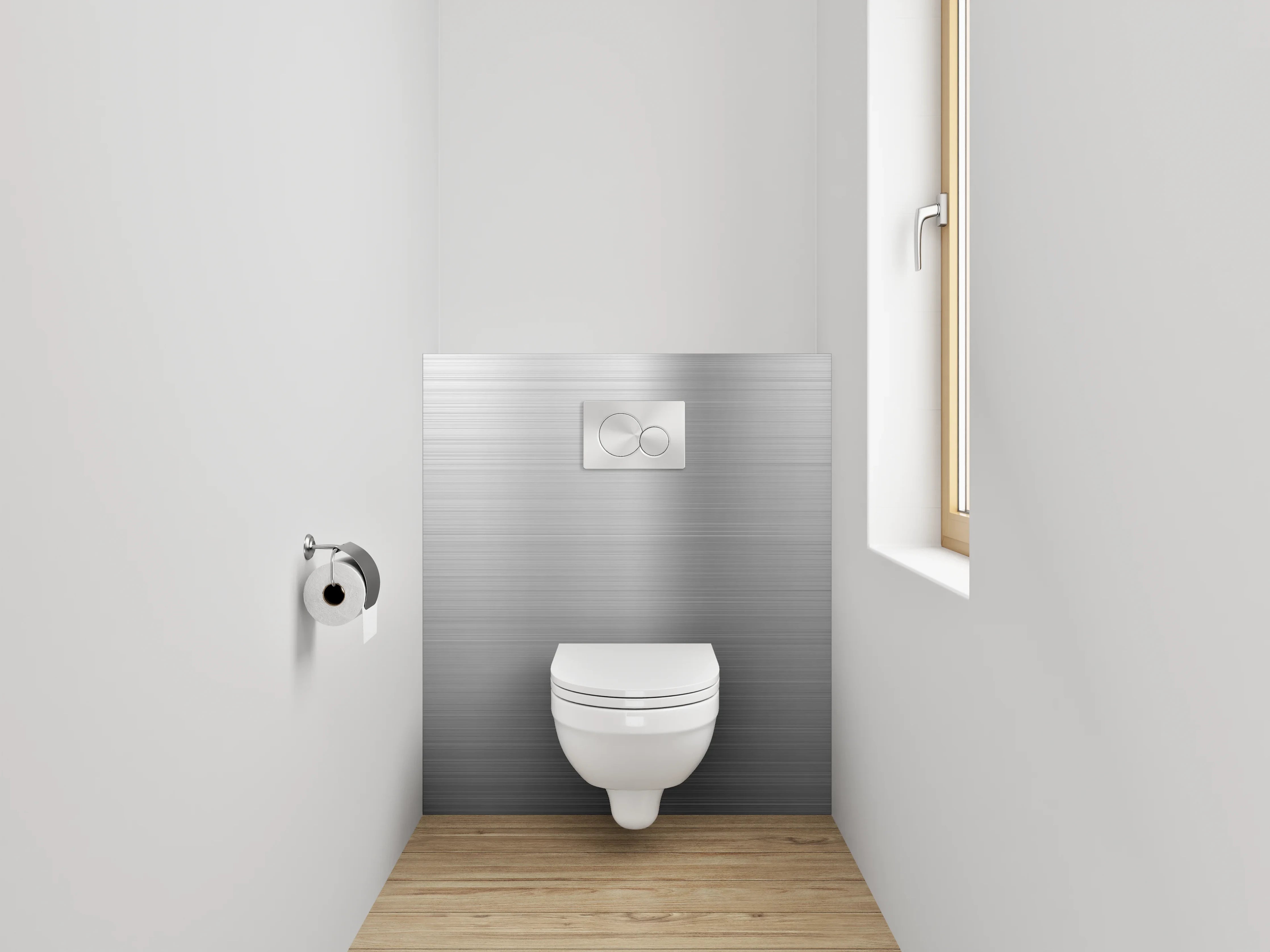 WC-Rückwand - Gebürstetes Metall Silber Optik
