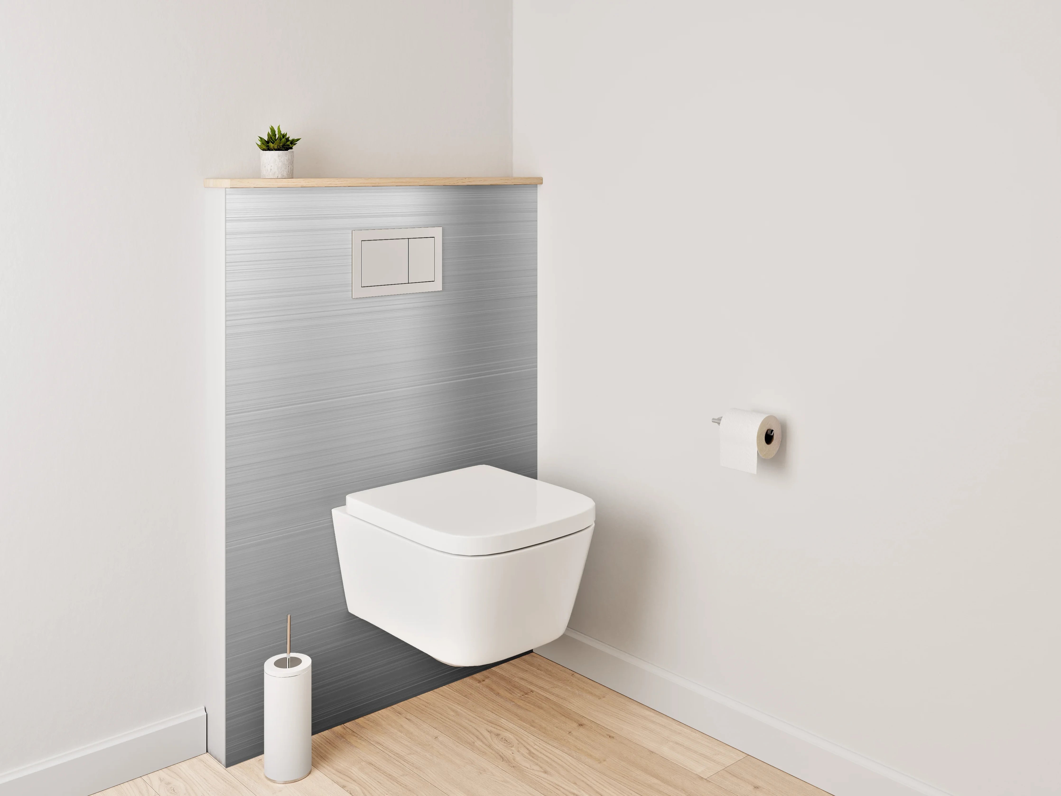 WC-Rückwand - Gebürstetes Metall Silber Optik