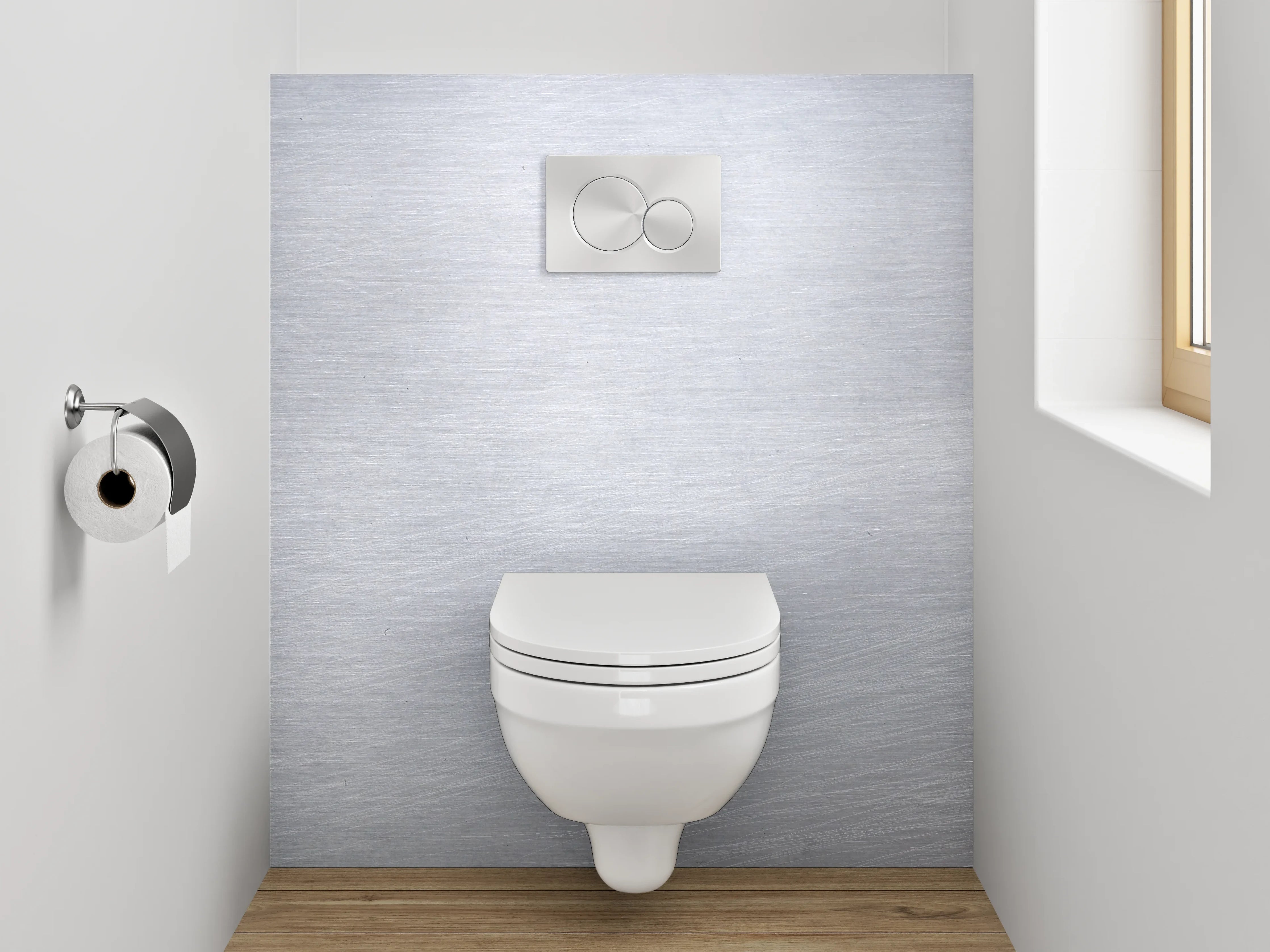 WC-Rückwand - Gebürstetes Metall Weiß-Grau Optik