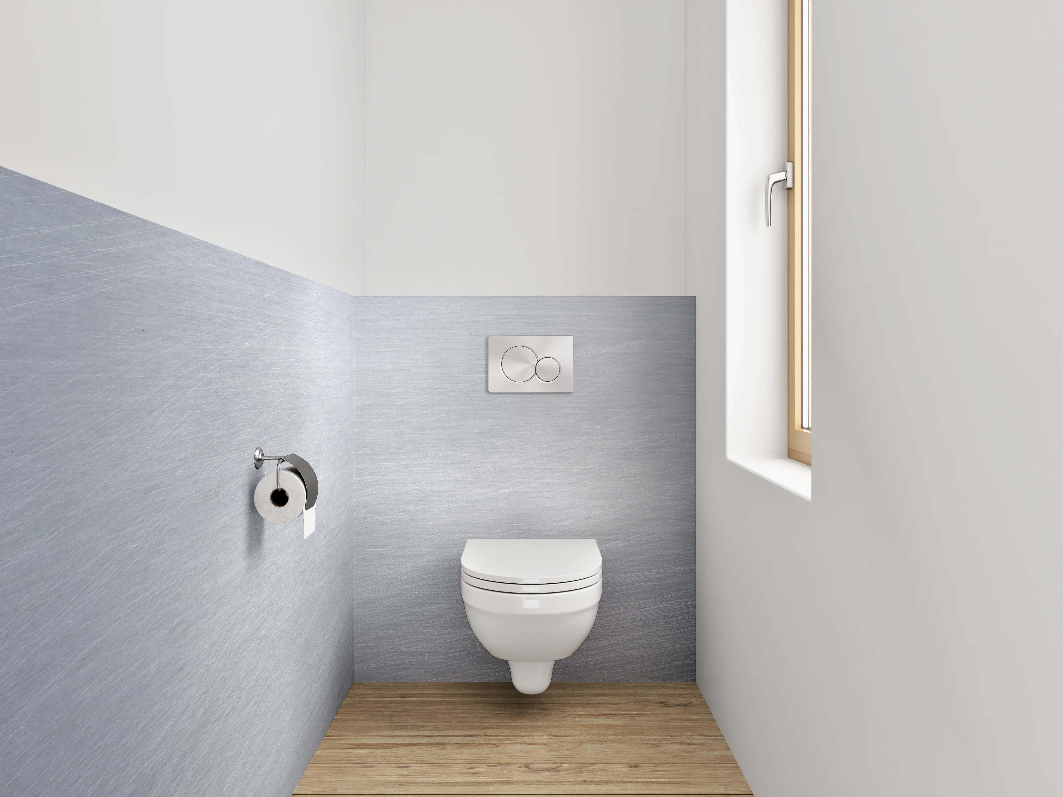 WC-Rückwand - Gebürstetes Metall Weiß-Grau Optik