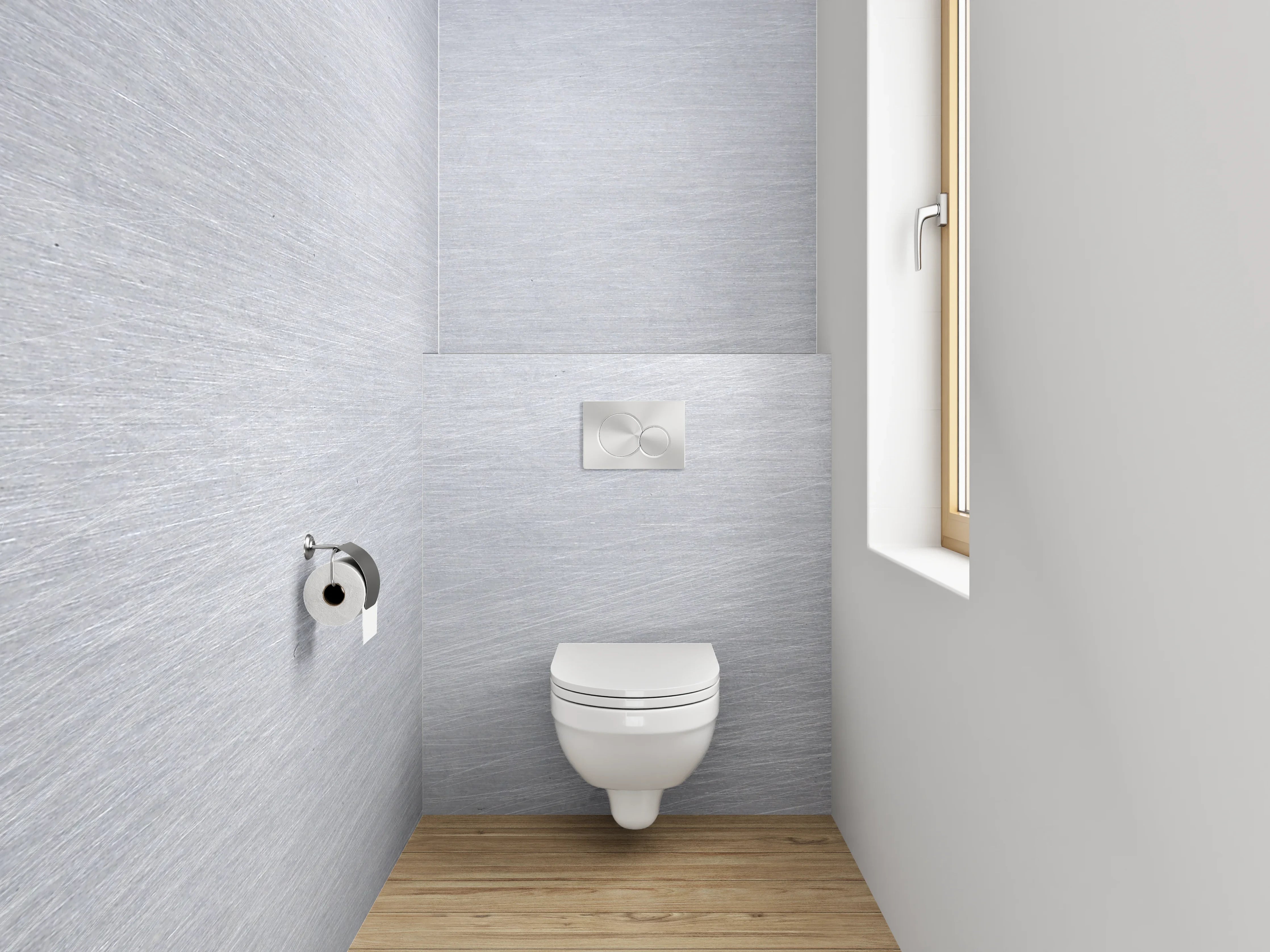 WC-Rückwand - Gebürstetes Metall Weiß-Grau Optik