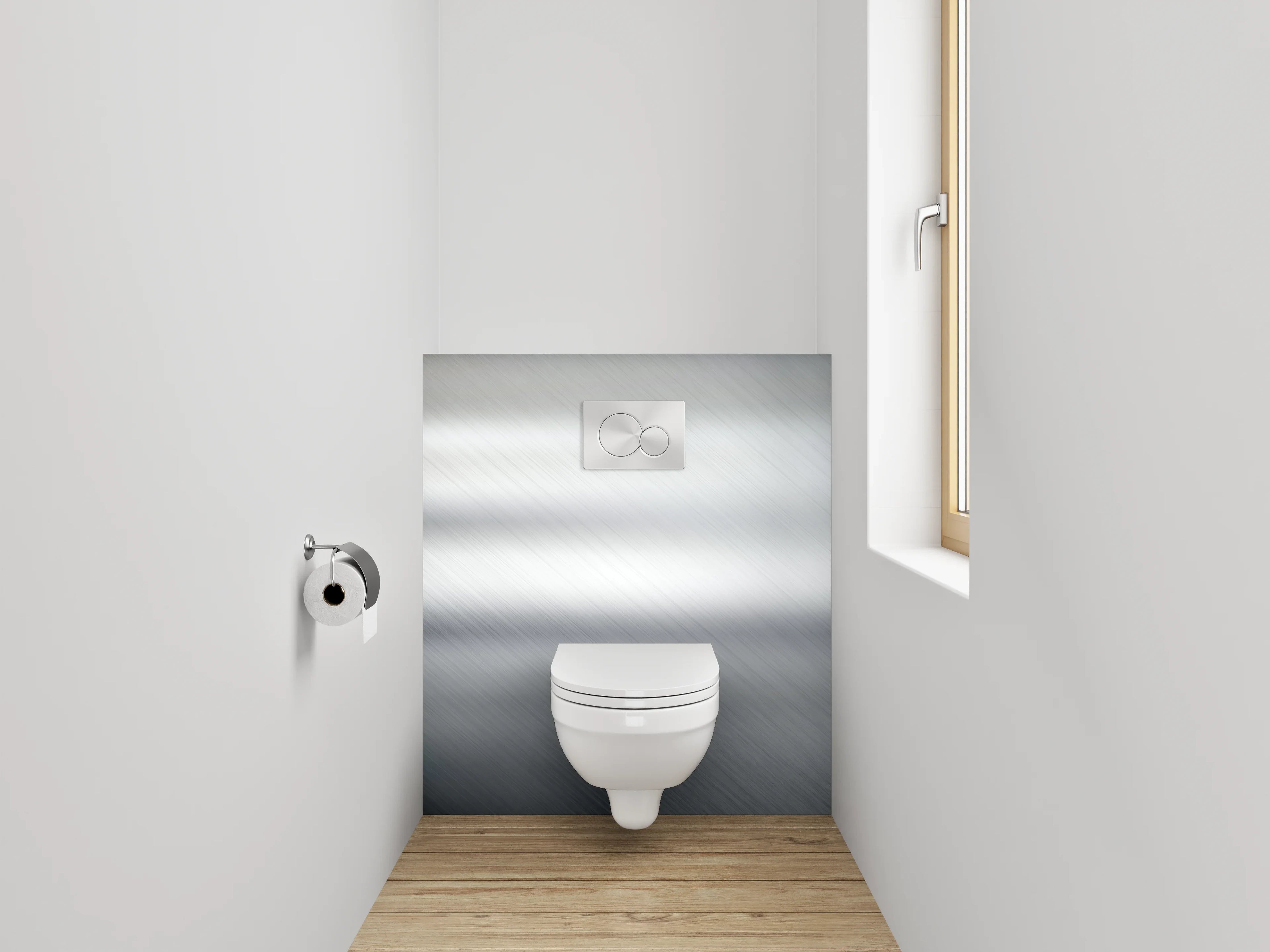WC-Rückwand - Gebürstetes Metall in Silber-Optik
