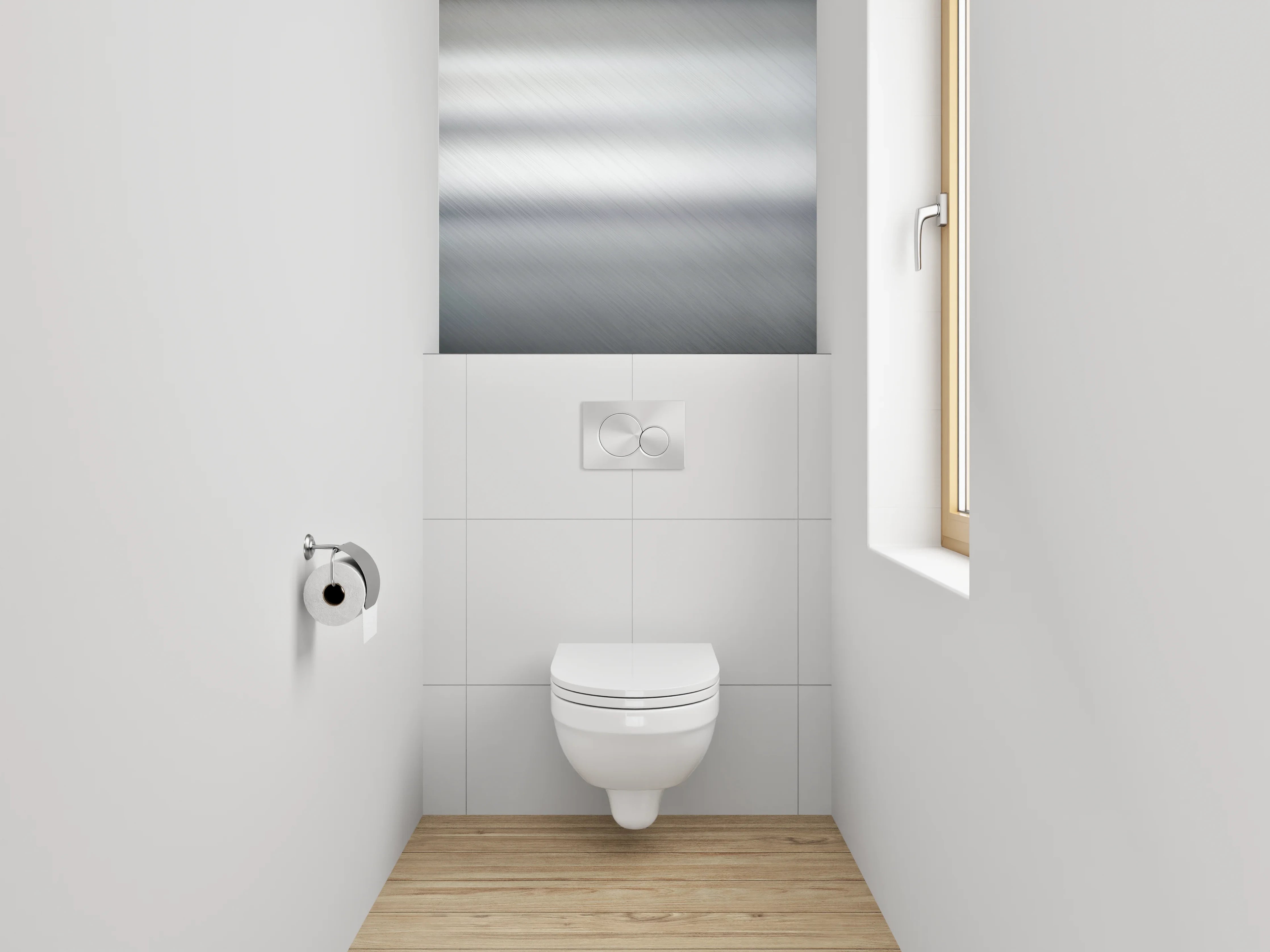 WC-Rückwand - Gebürstetes Metall in Silber-Optik