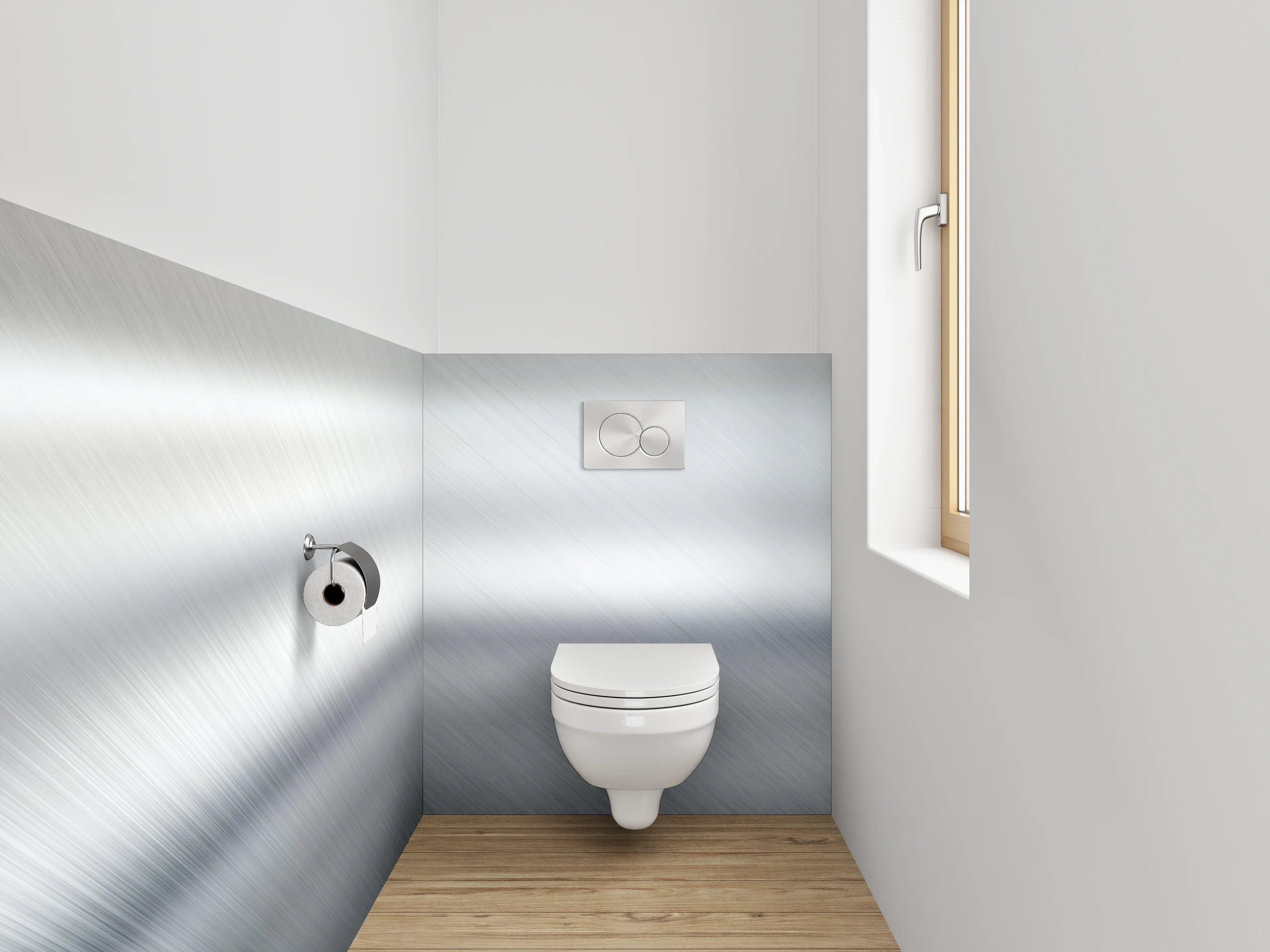 WC-Rückwand - Gebürstetes Metall in Silber-Optik