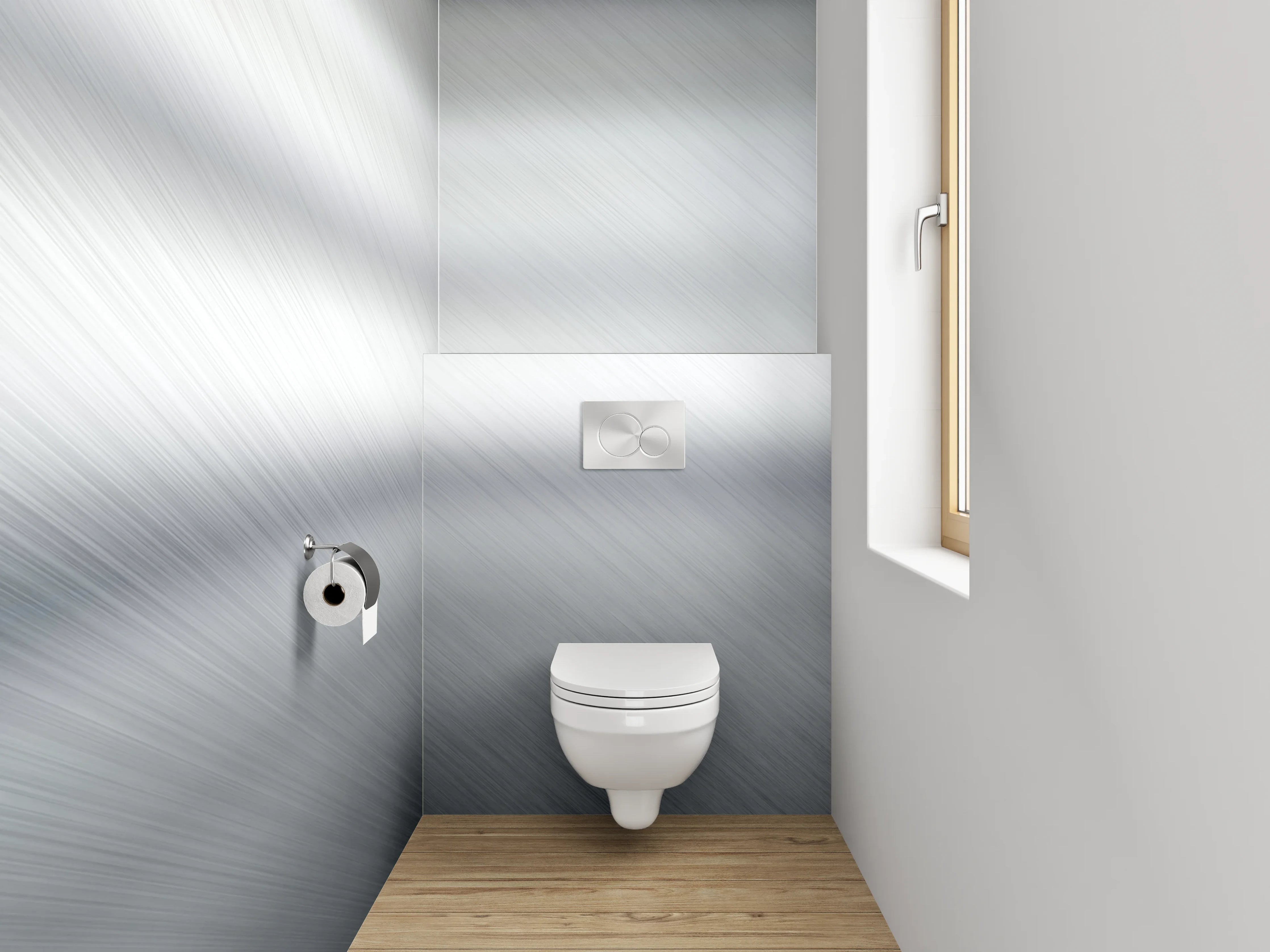 WC-Rückwand - Gebürstetes Metall in Silber-Optik