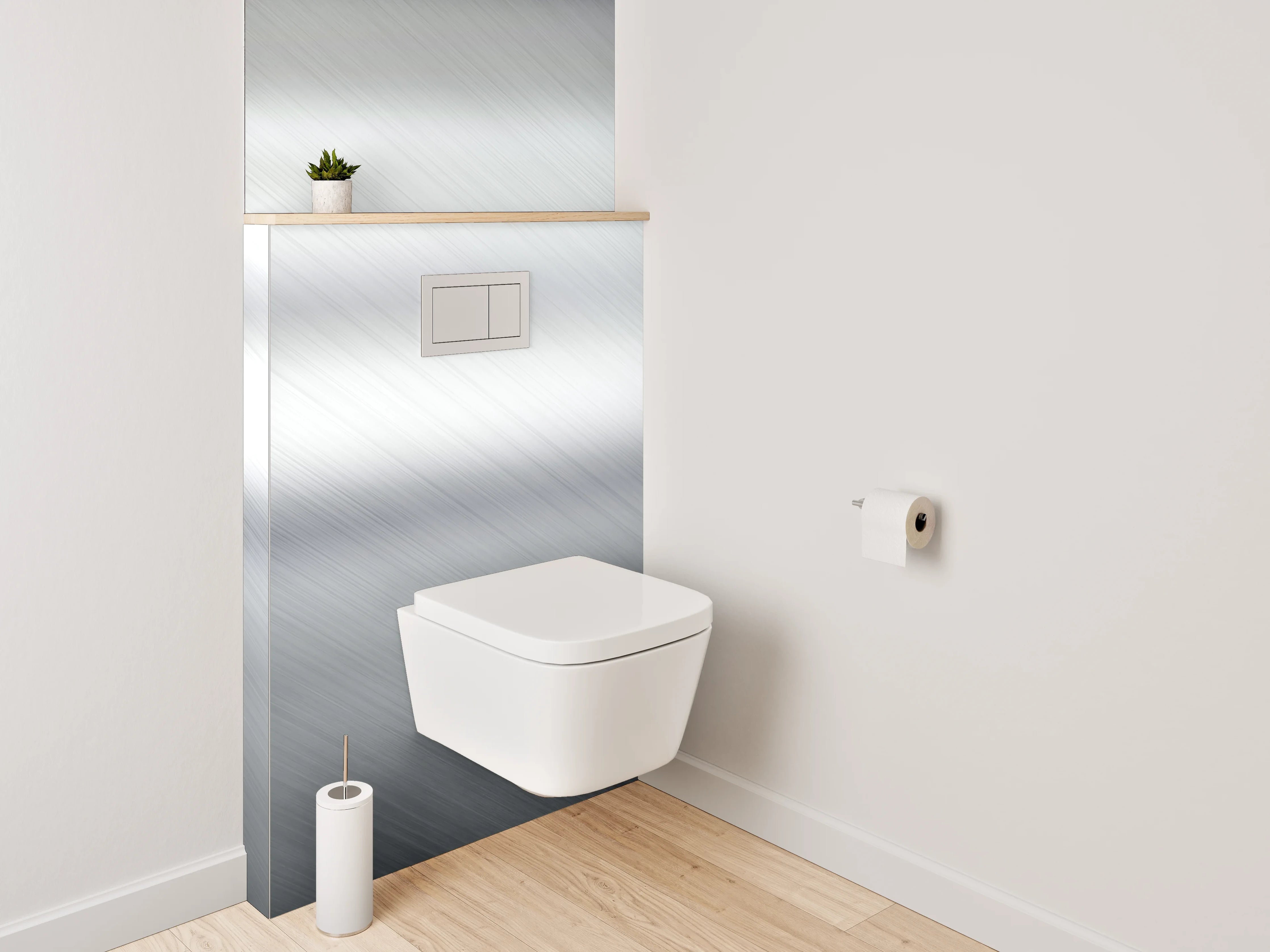 WC-Rückwand - Gebürstetes Metall in Silber-Optik