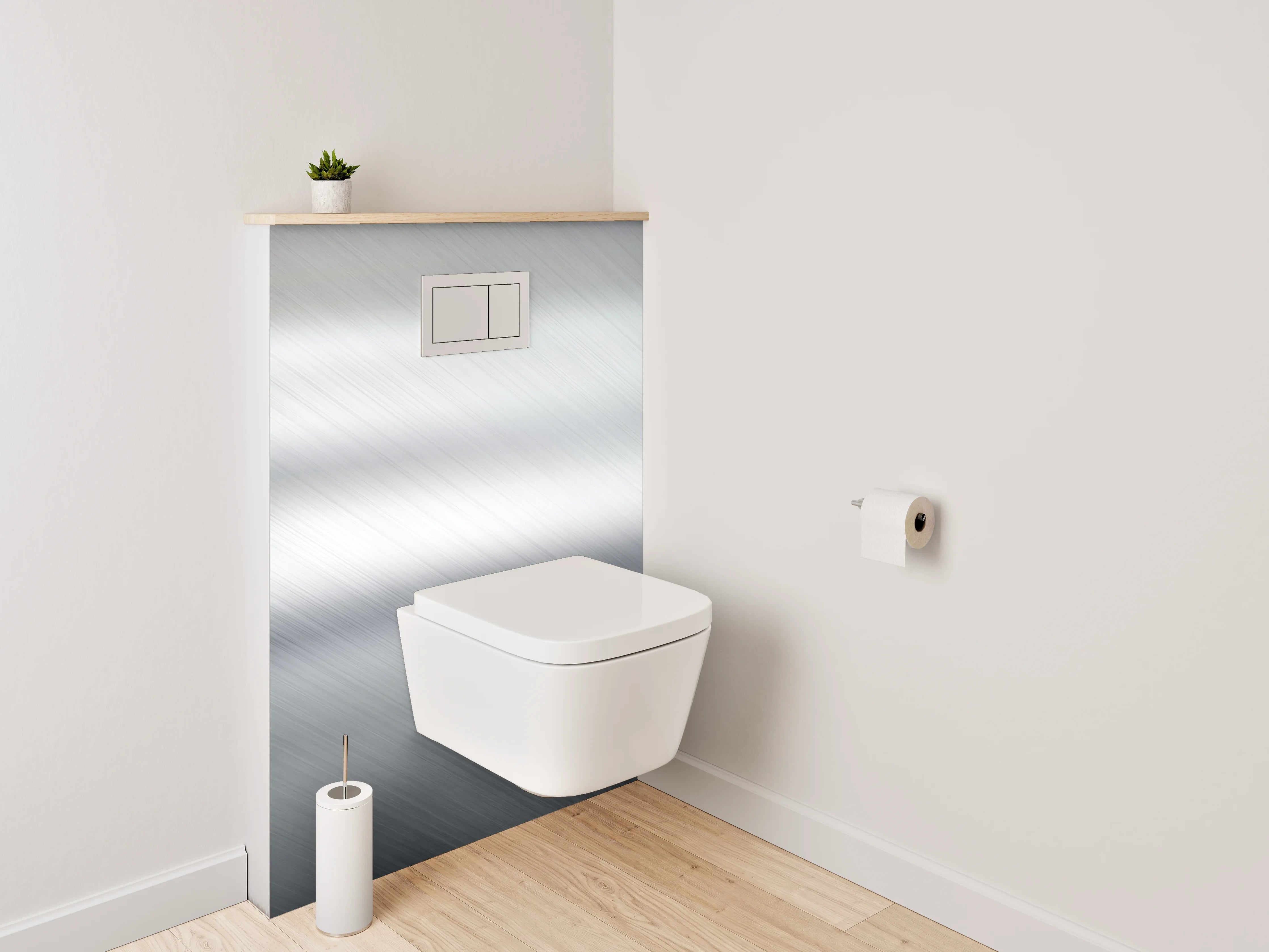 WC-Rückwand - Gebürstetes Metall in Silber-Optik