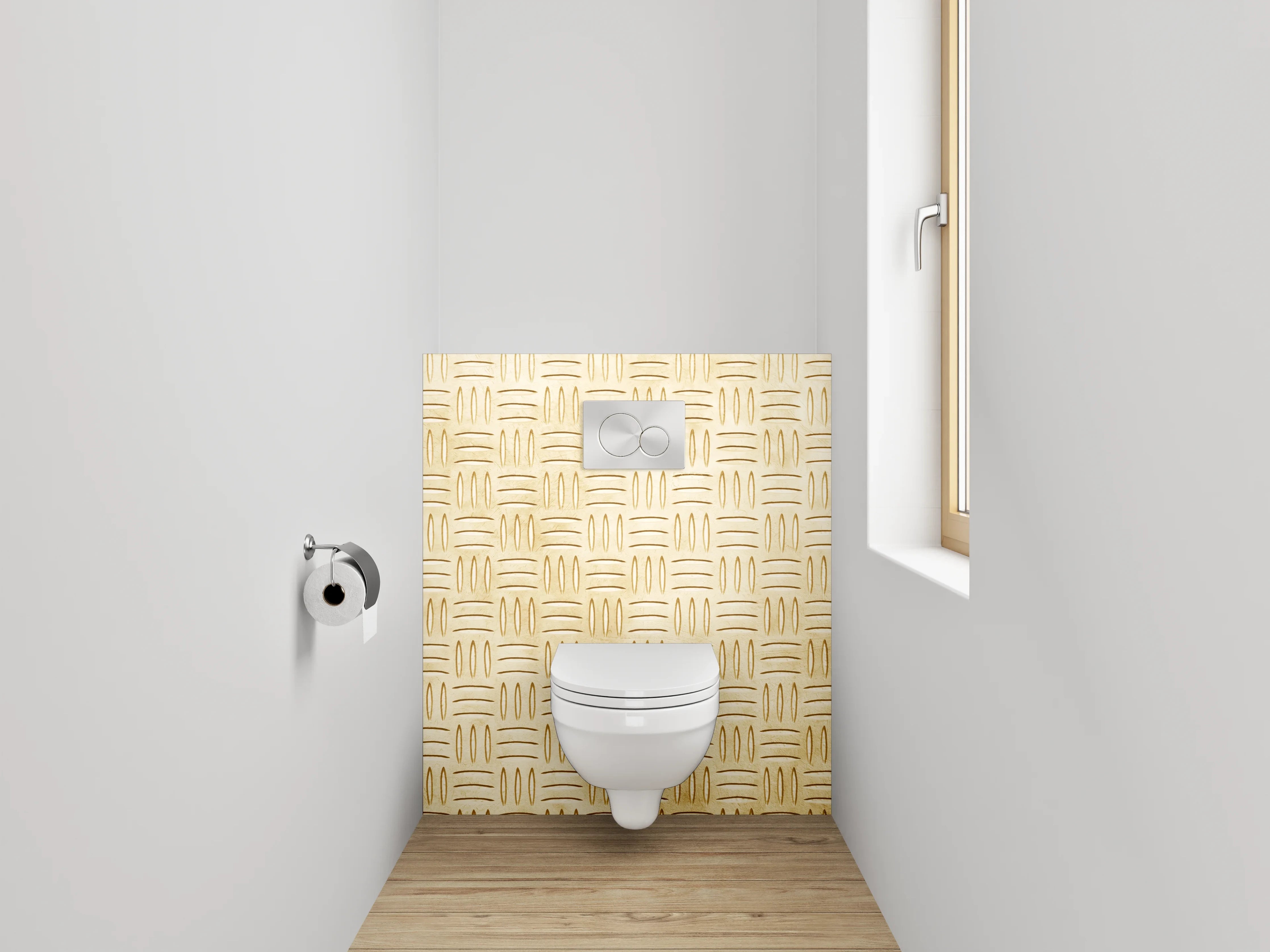 WC-Rückwand - Geflochtene Kachel-Optik in Beige