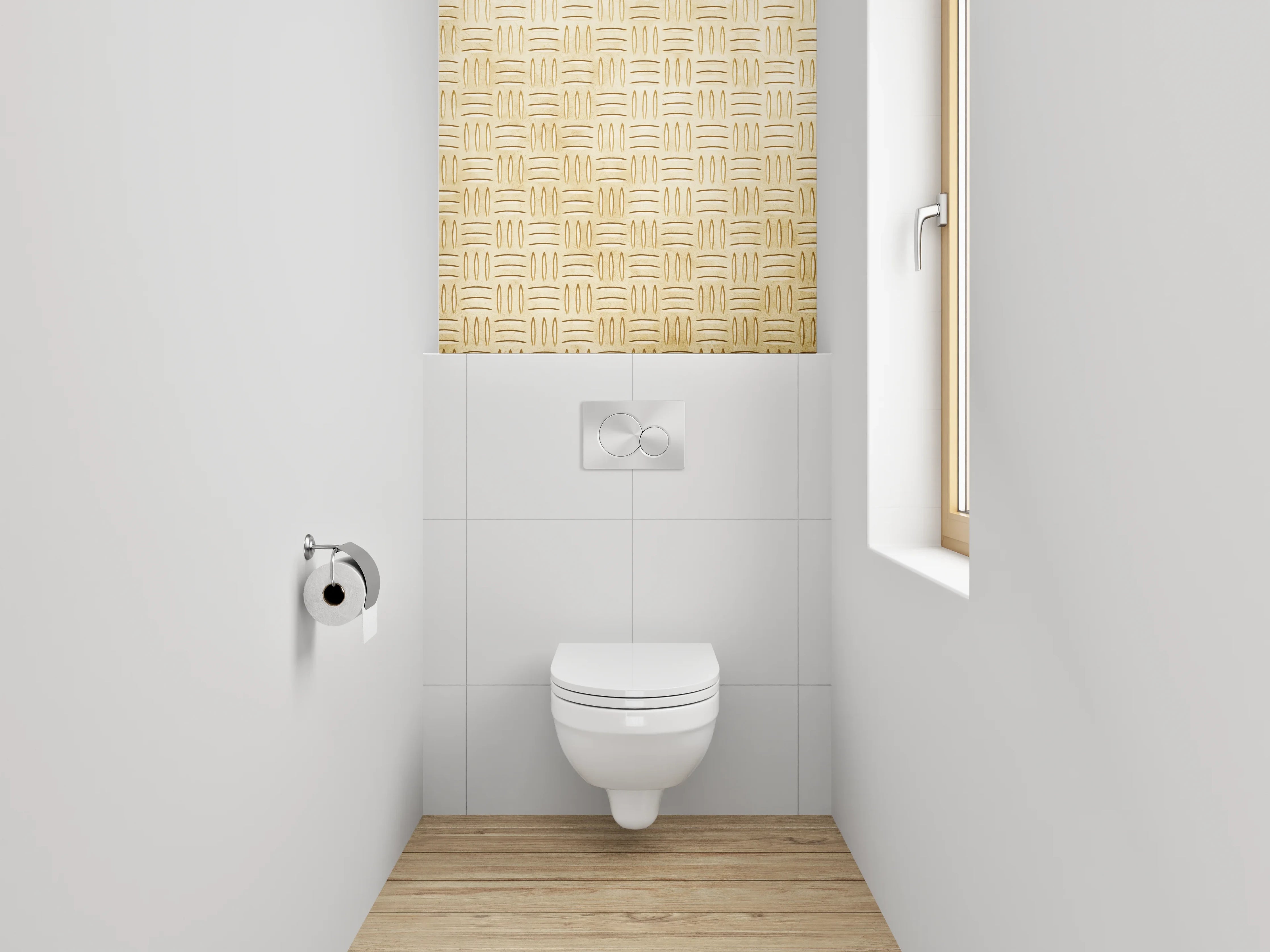 WC-Rückwand - Geflochtene Kachel-Optik in Beige