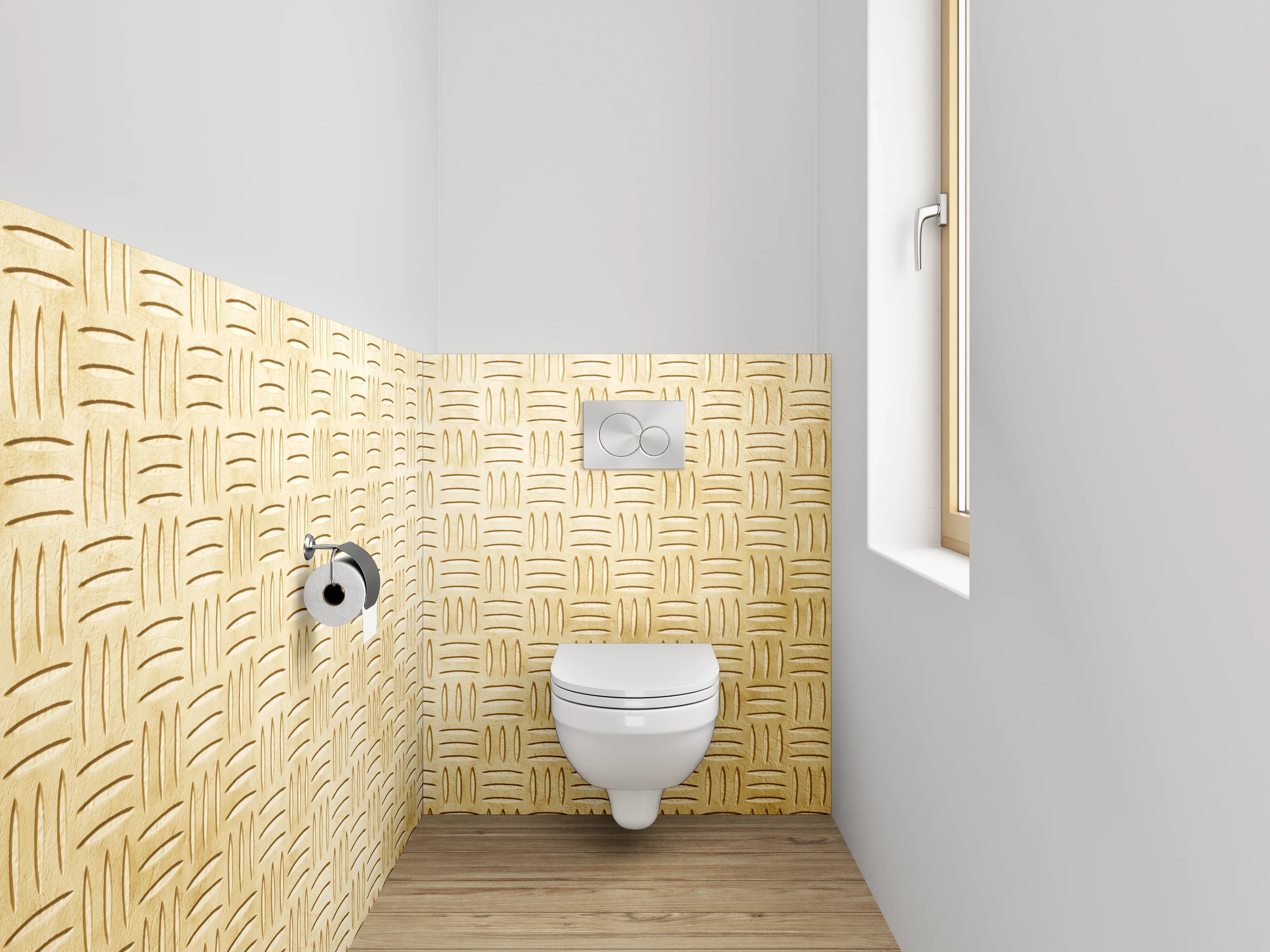 WC-Rückwand - Geflochtene Kachel-Optik in Beige
