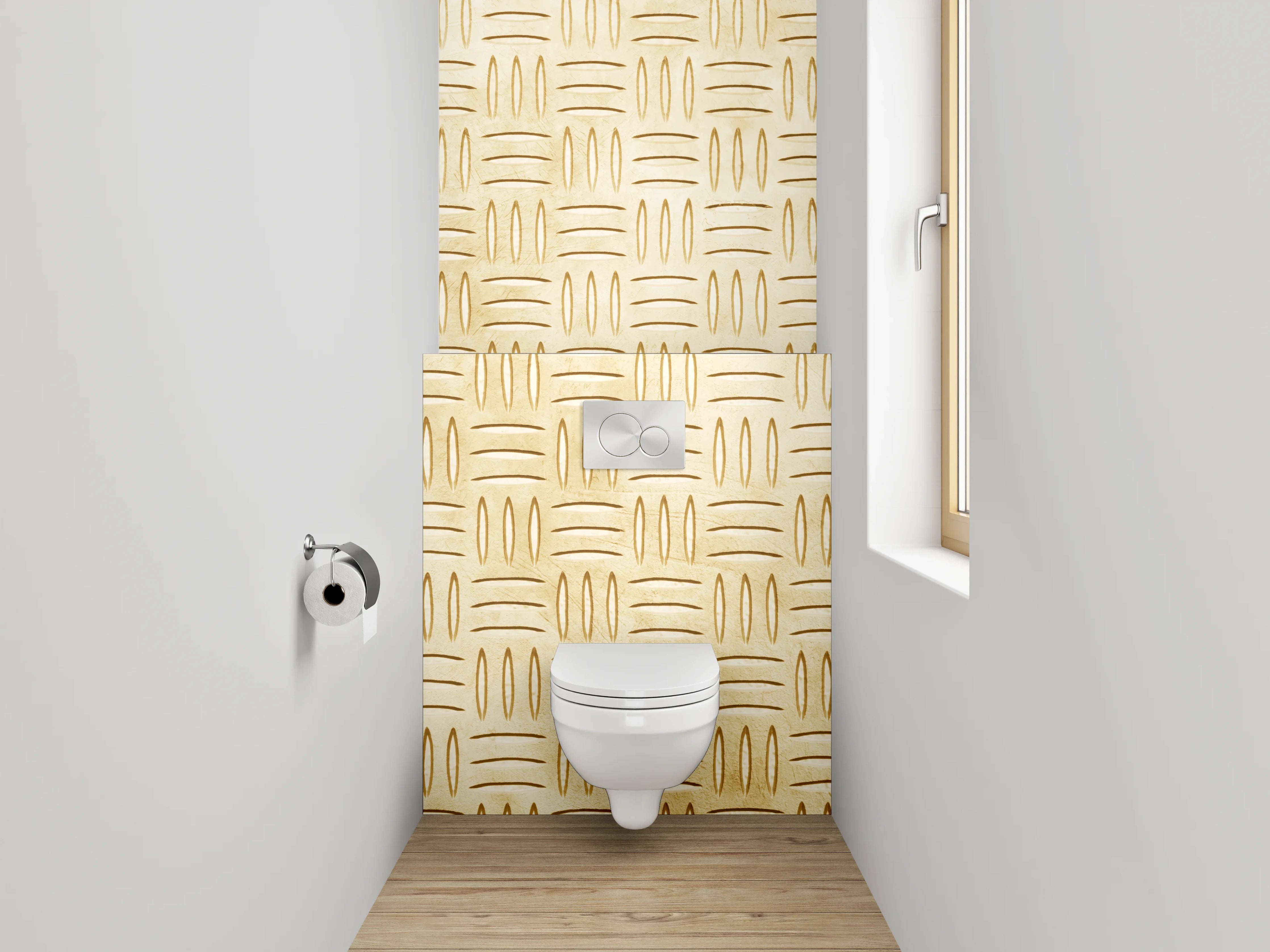 WC-Rückwand - Geflochtene Kachel-Optik in Beige