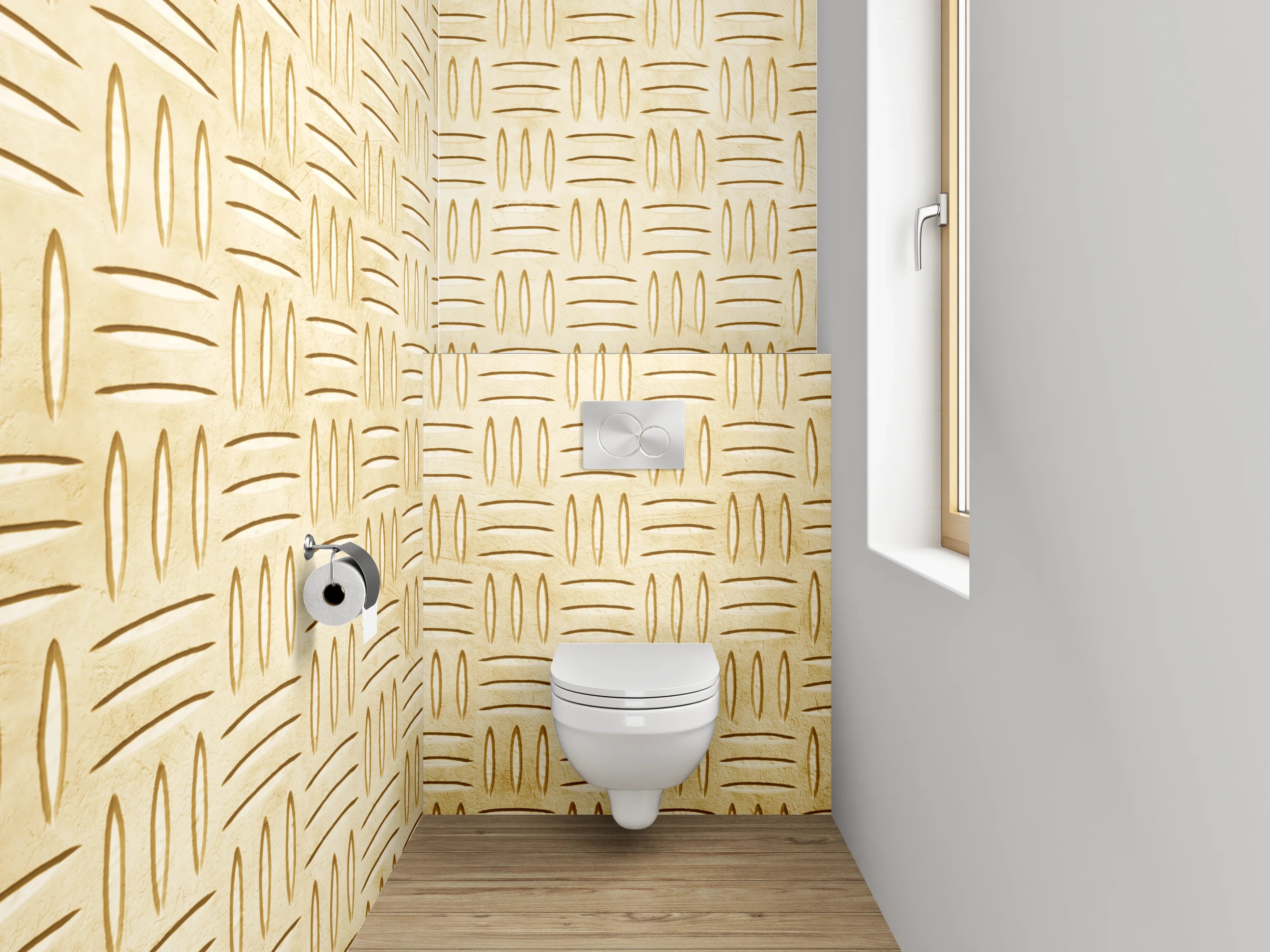 WC-Rückwand - Geflochtene Kachel-Optik in Beige