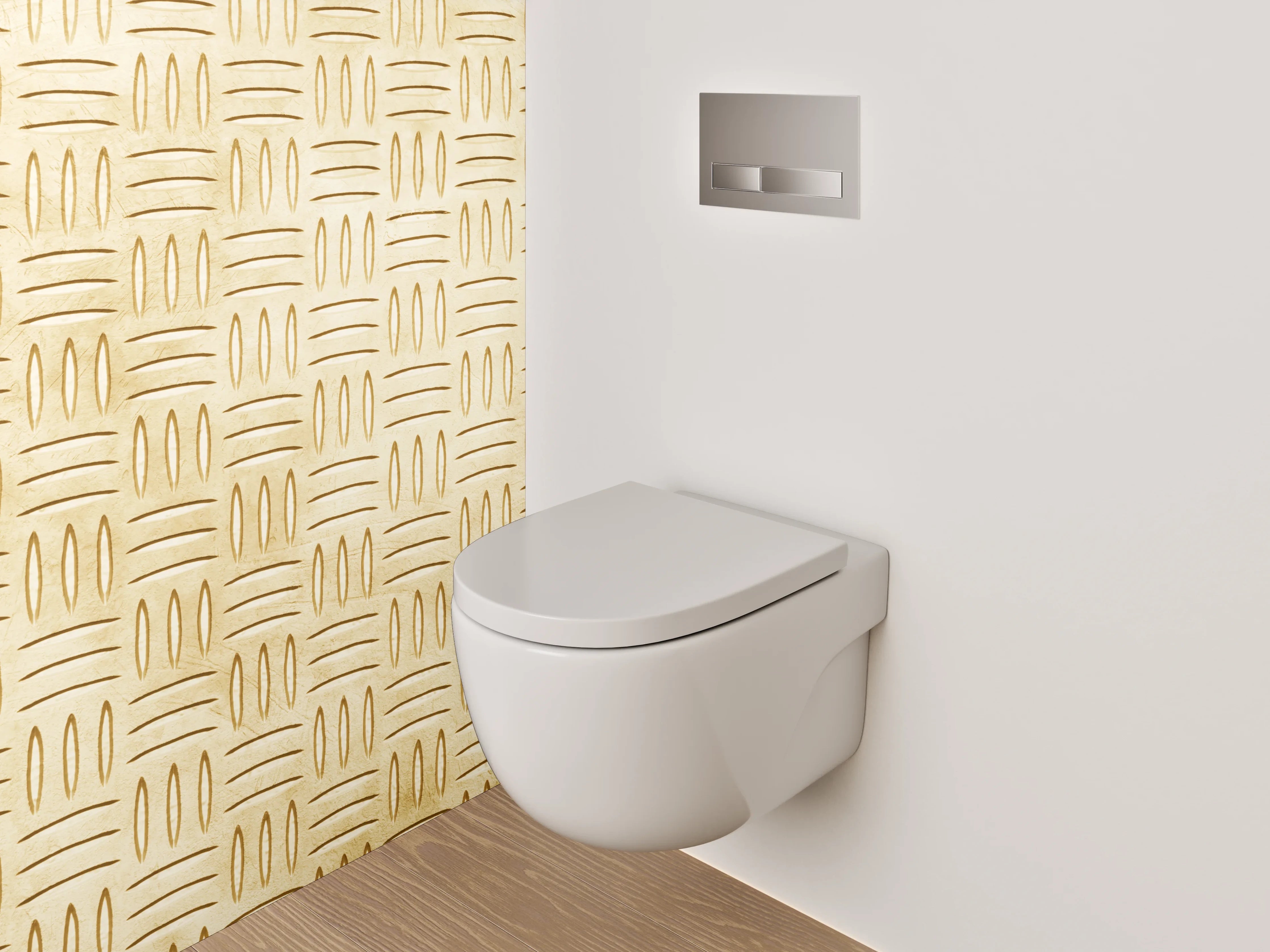 WC-Rückwand - Geflochtene Kachel-Optik in Beige
