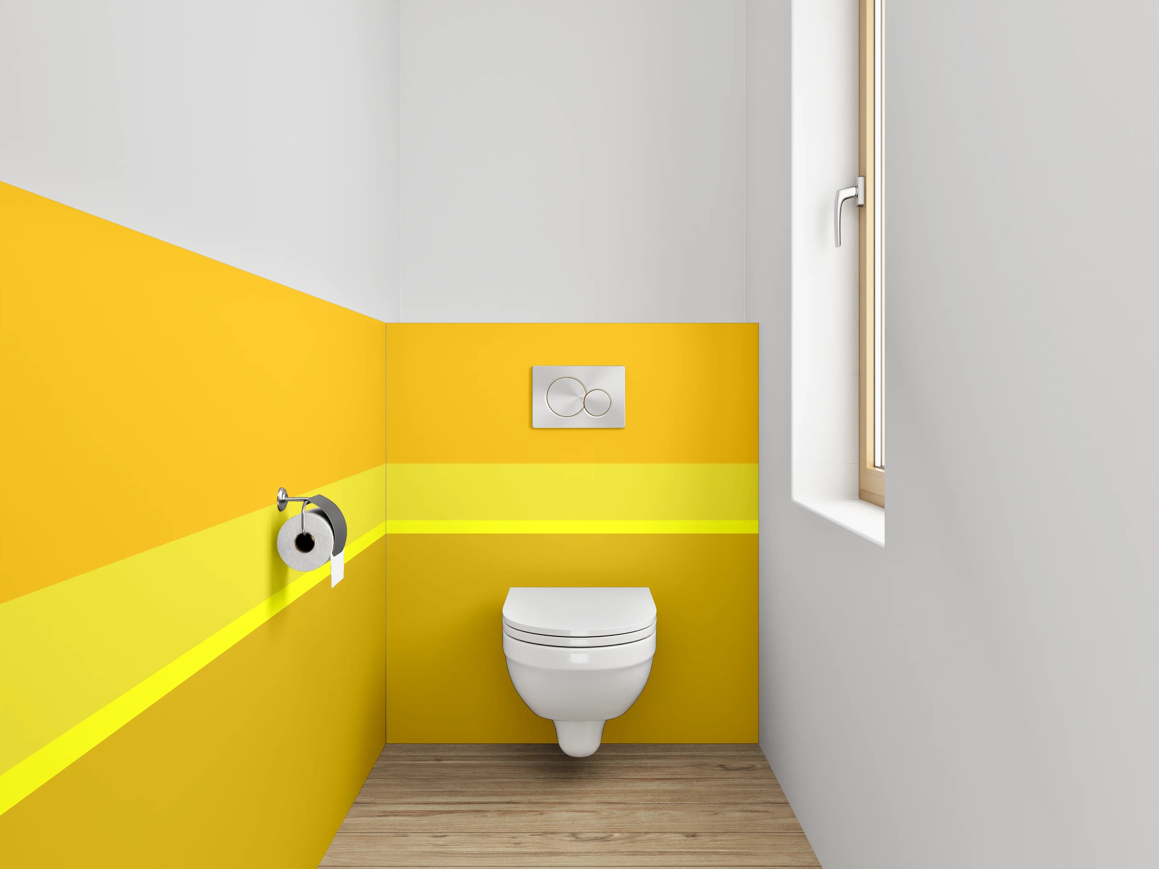 WC-Rückwand - Gelb-Orange Farbflächen Abstrakt