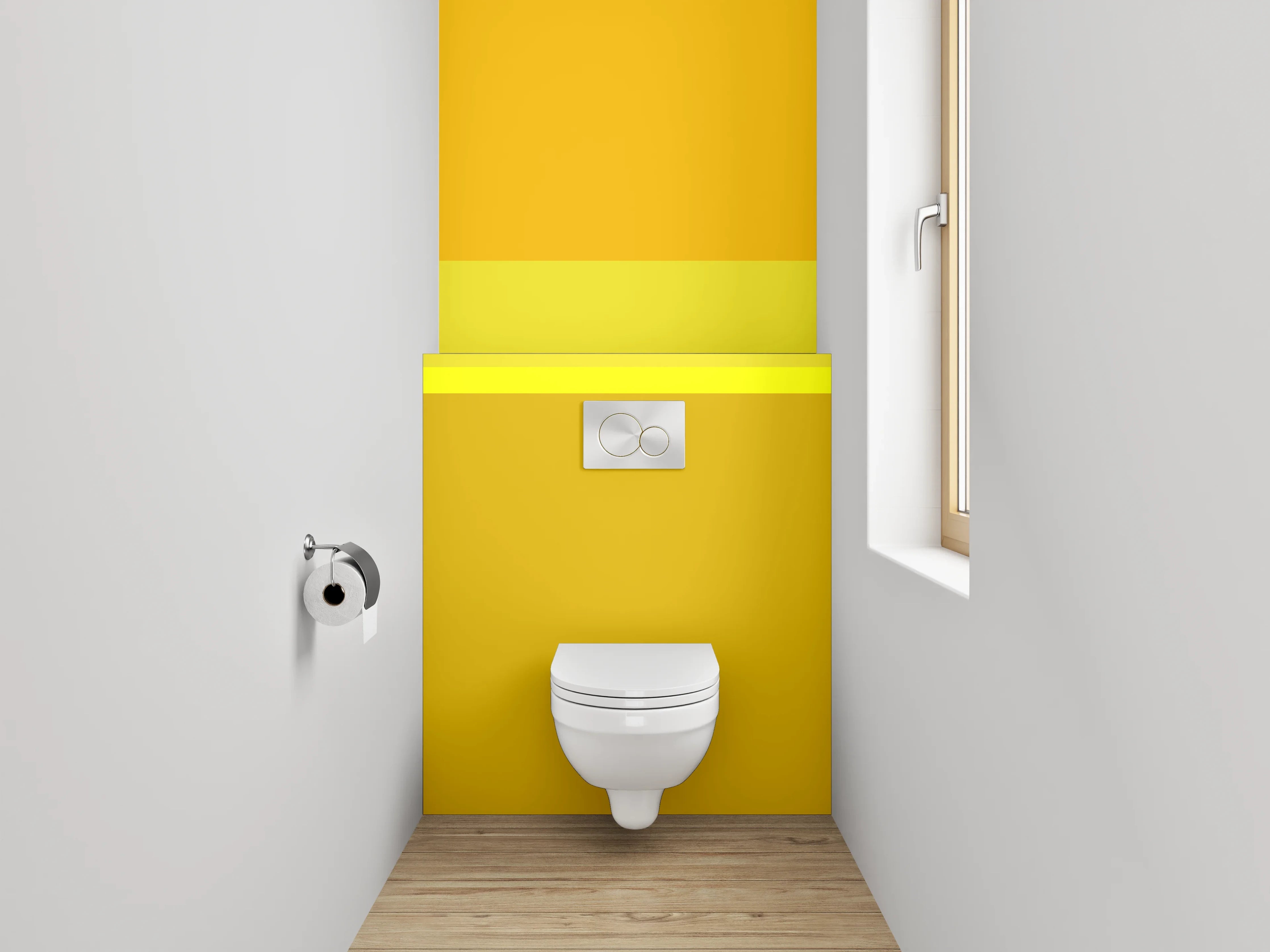WC-Rückwand - Gelb-Orange Farbflächen Abstrakt