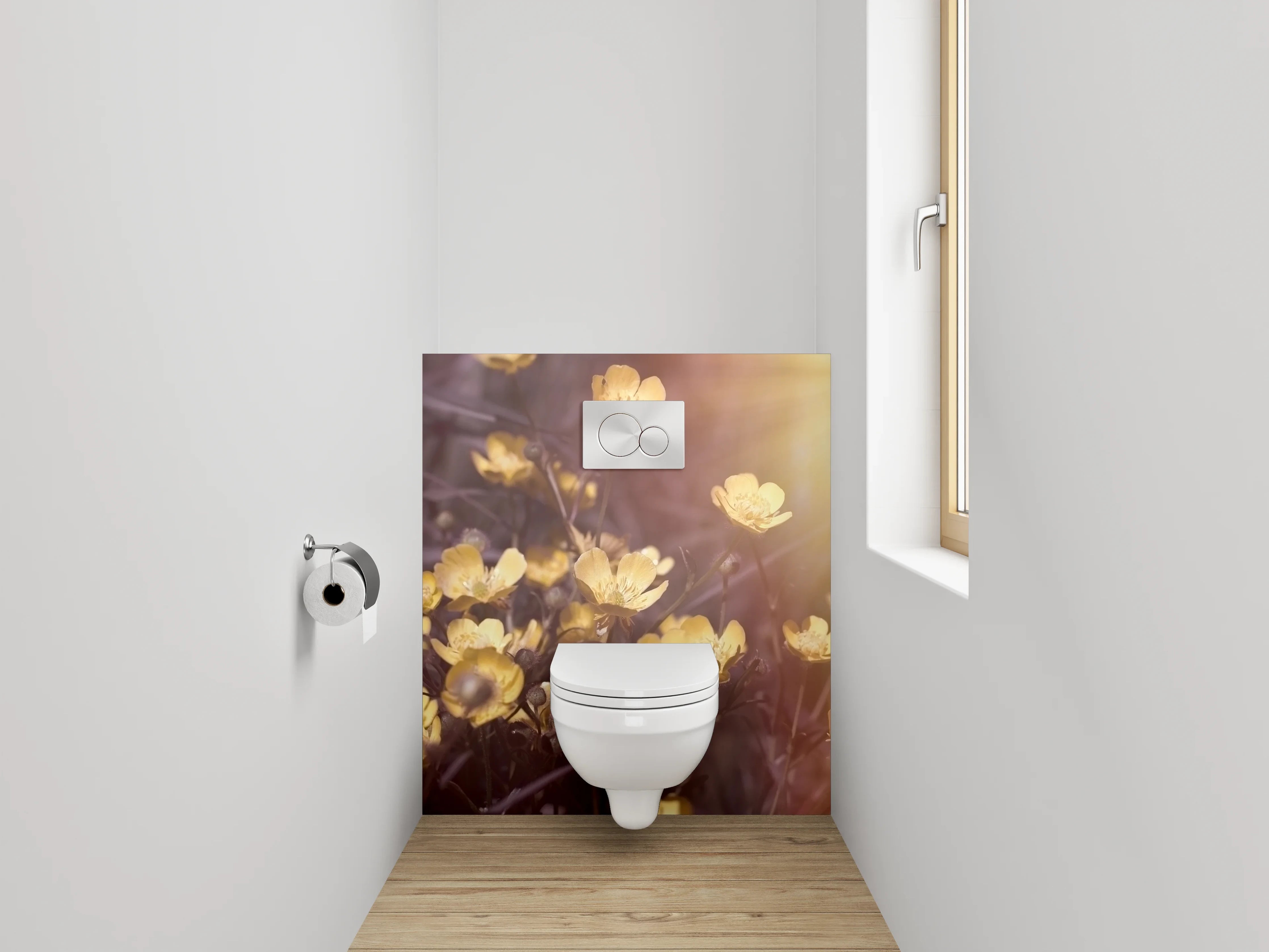 WC-Rückwand - Gelbe Butterblumen im Sonnenlicht