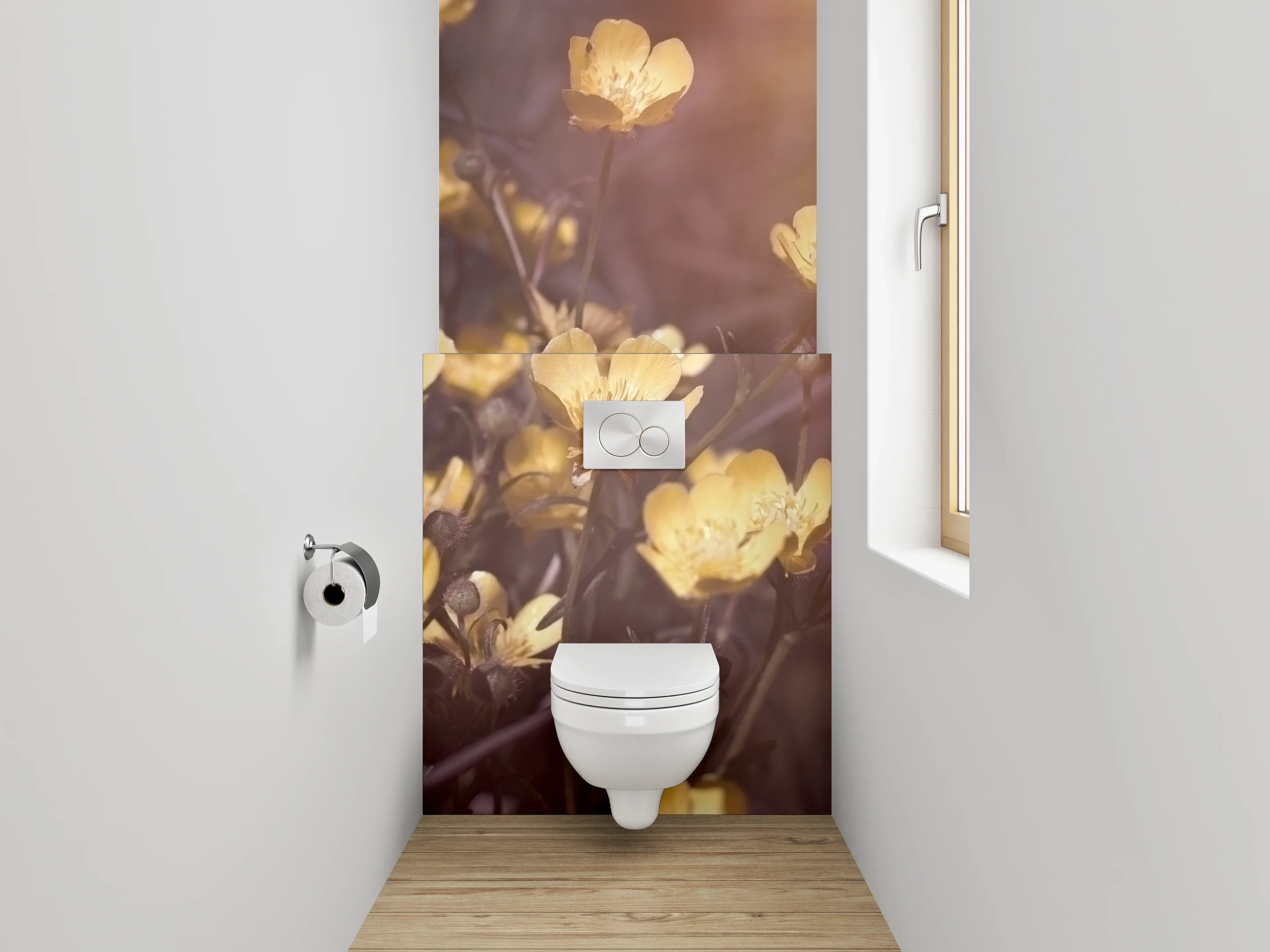 WC-Rückwand - Gelbe Butterblumen im Sonnenlicht