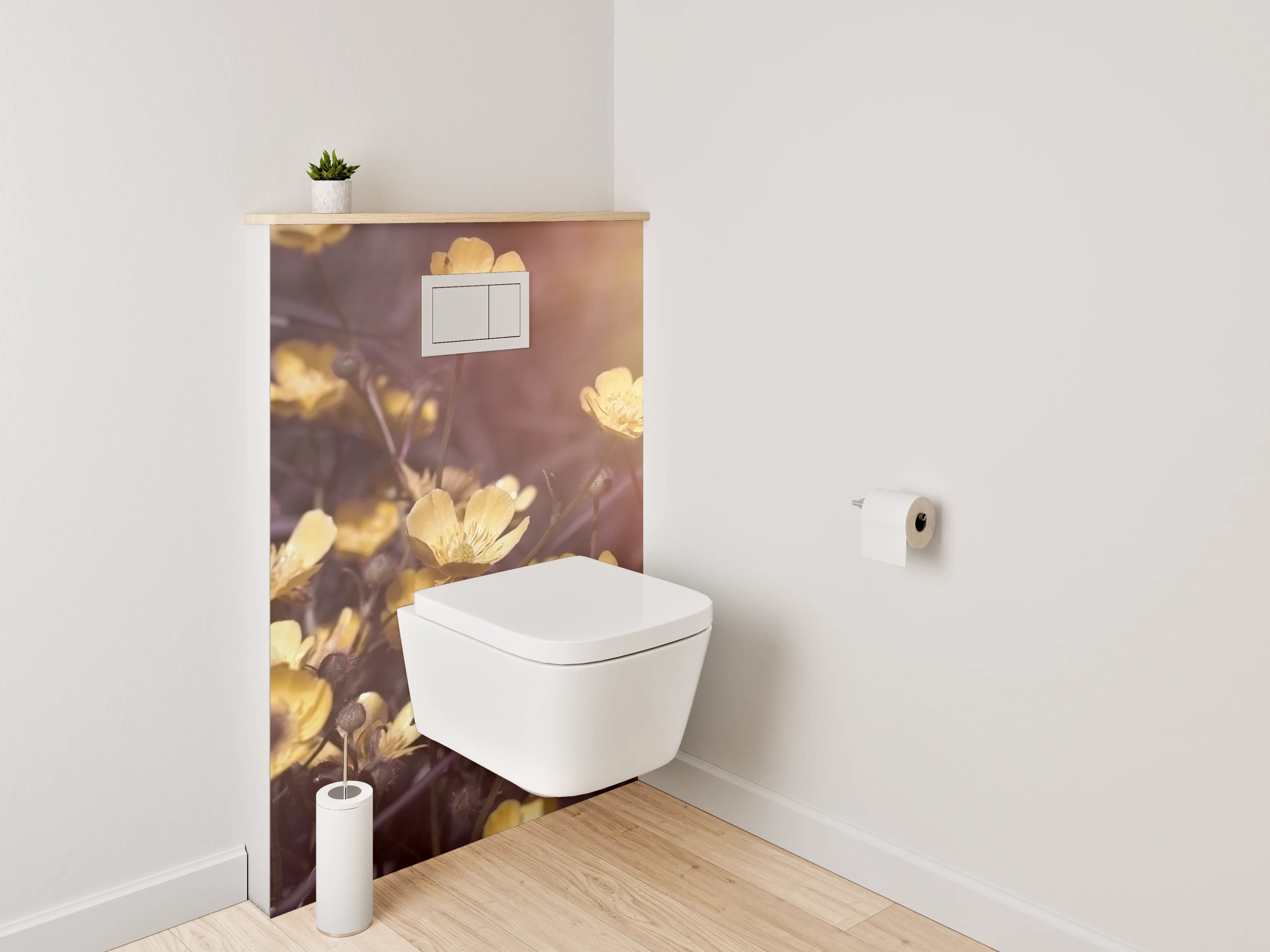 WC-Rückwand - Gelbe Butterblumen im Sonnenlicht