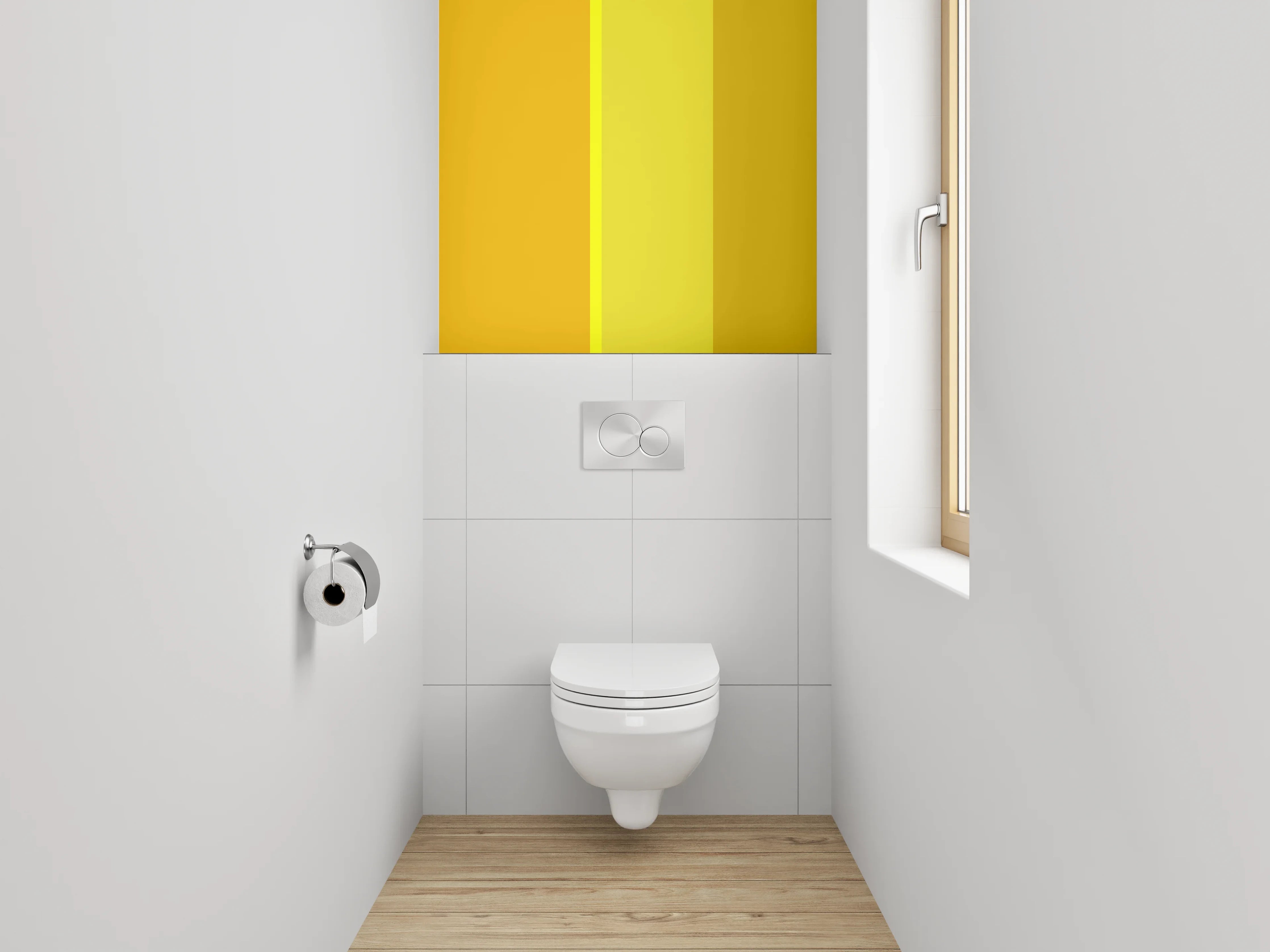 WC-Rückwand - Gelbe Farbflächen Abstrakt Minimalistisch