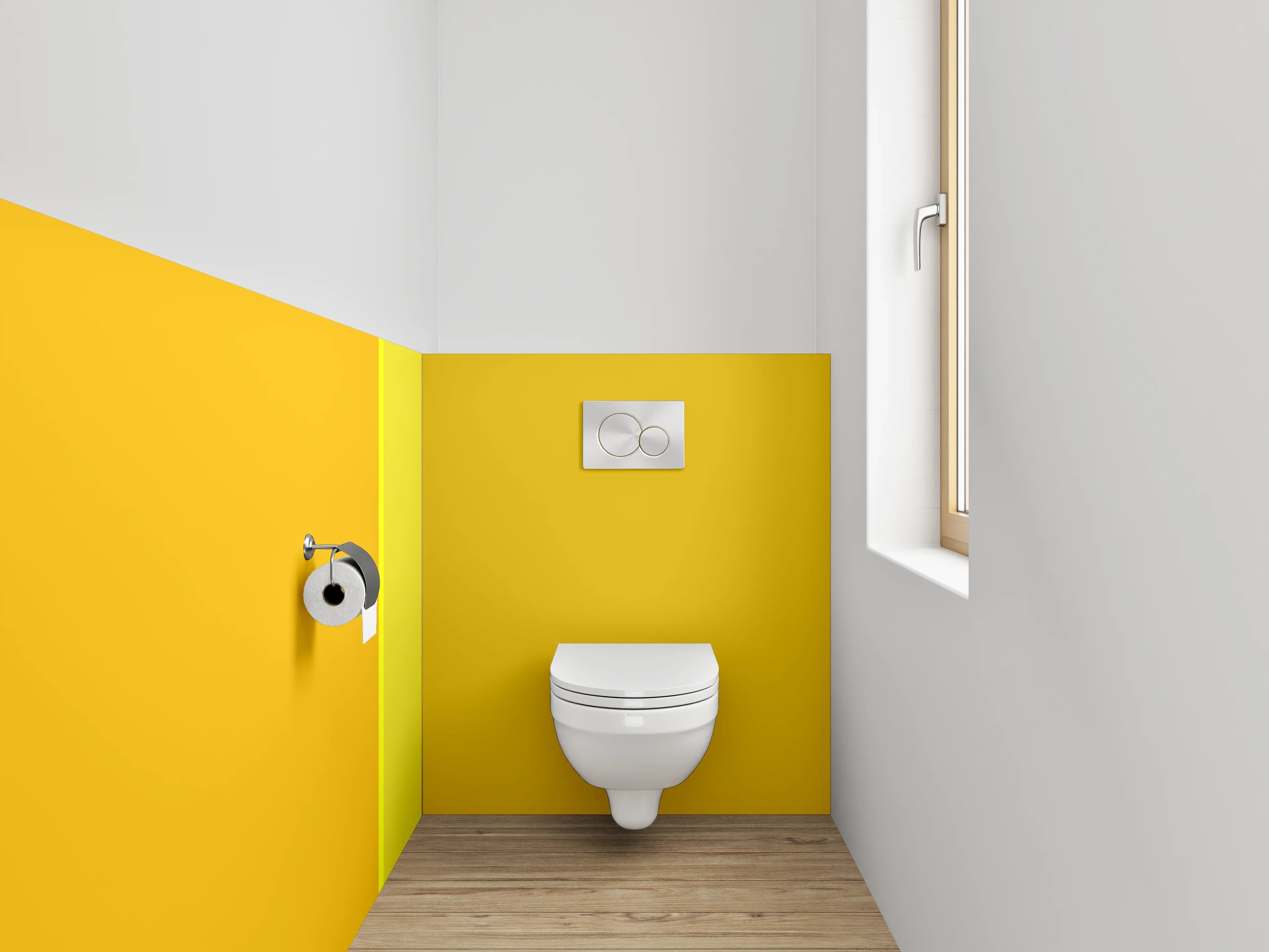 WC-Rückwand - Gelbe Farbflächen Abstrakt Minimalistisch