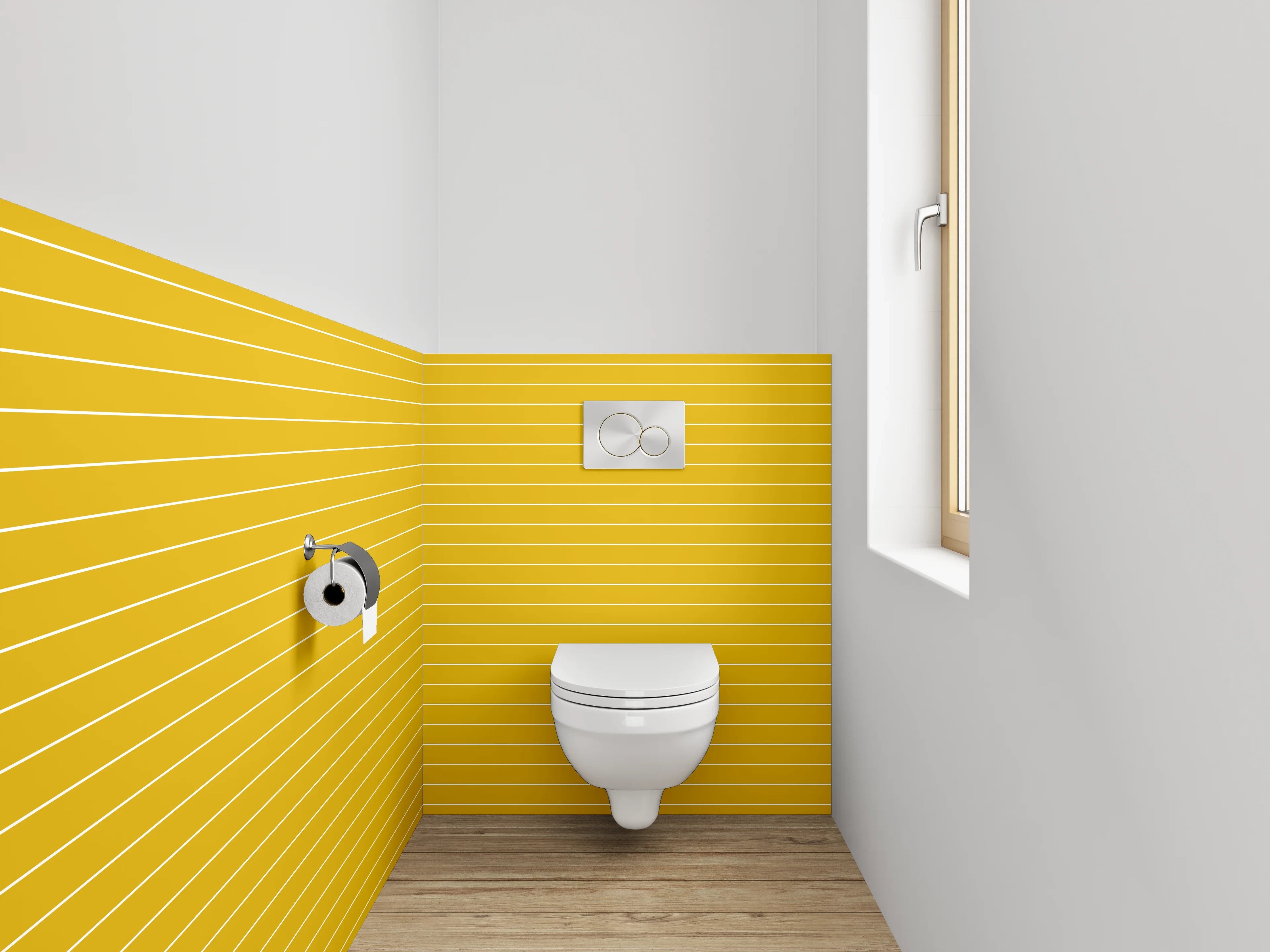 WC-Rückwand - Gelbe Linien Streifenmuster modern