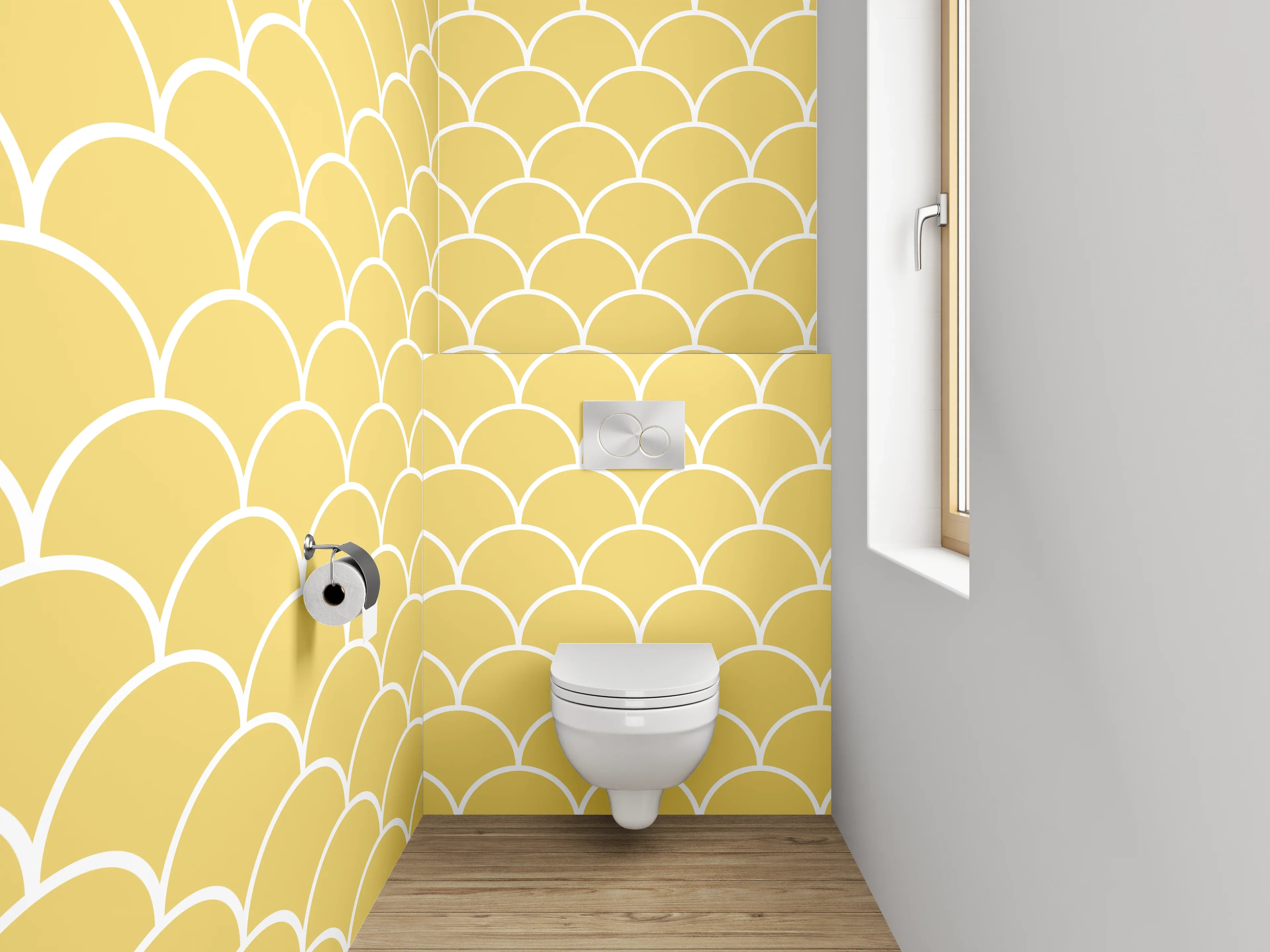 WC-Rückwand - Gelbes Fischschuppen Muster