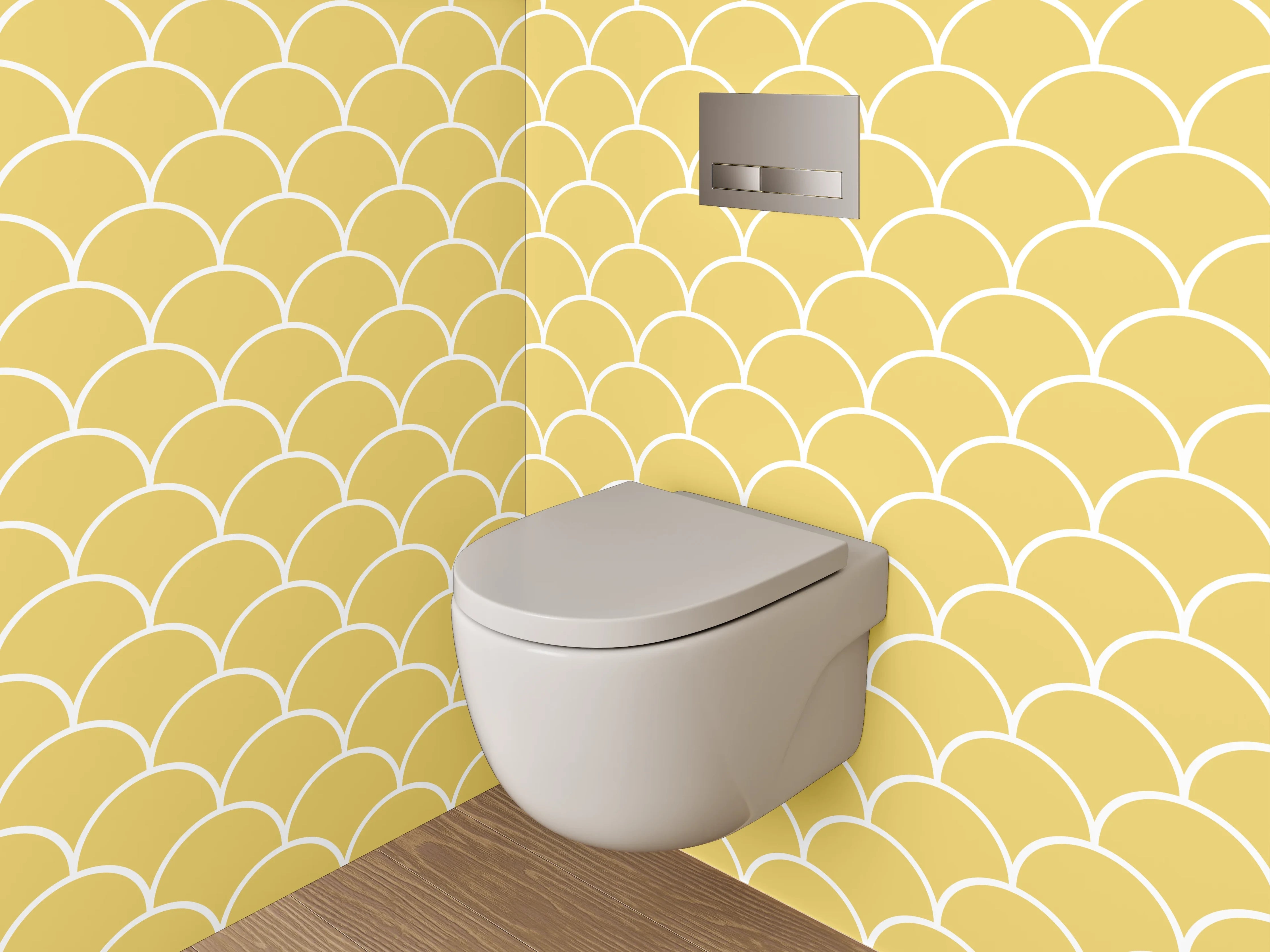 WC-Rückwand - Gelbes Fischschuppen Muster
