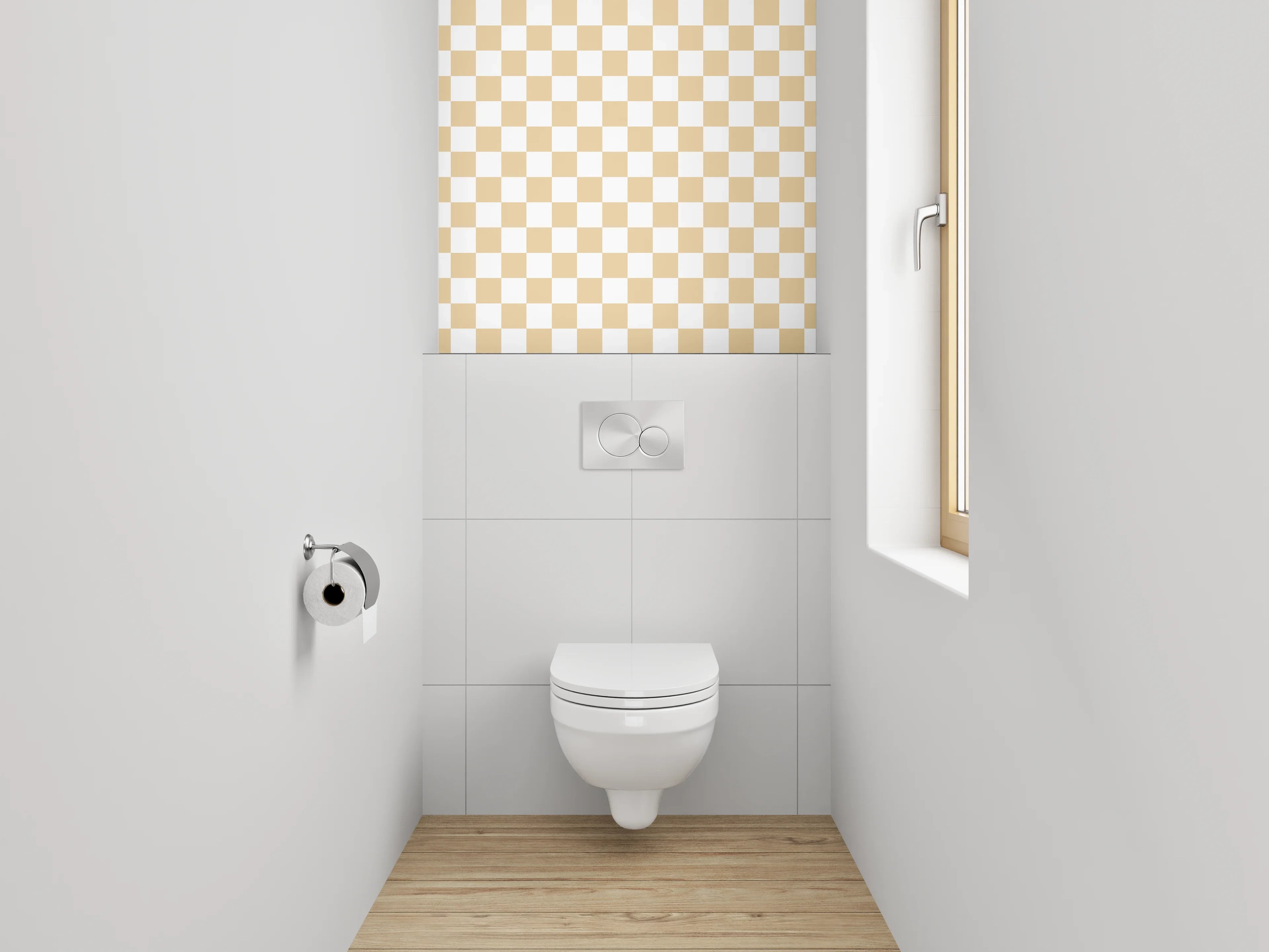 WC-Rückwand - Gelbes Kachelmuster Retro-Design