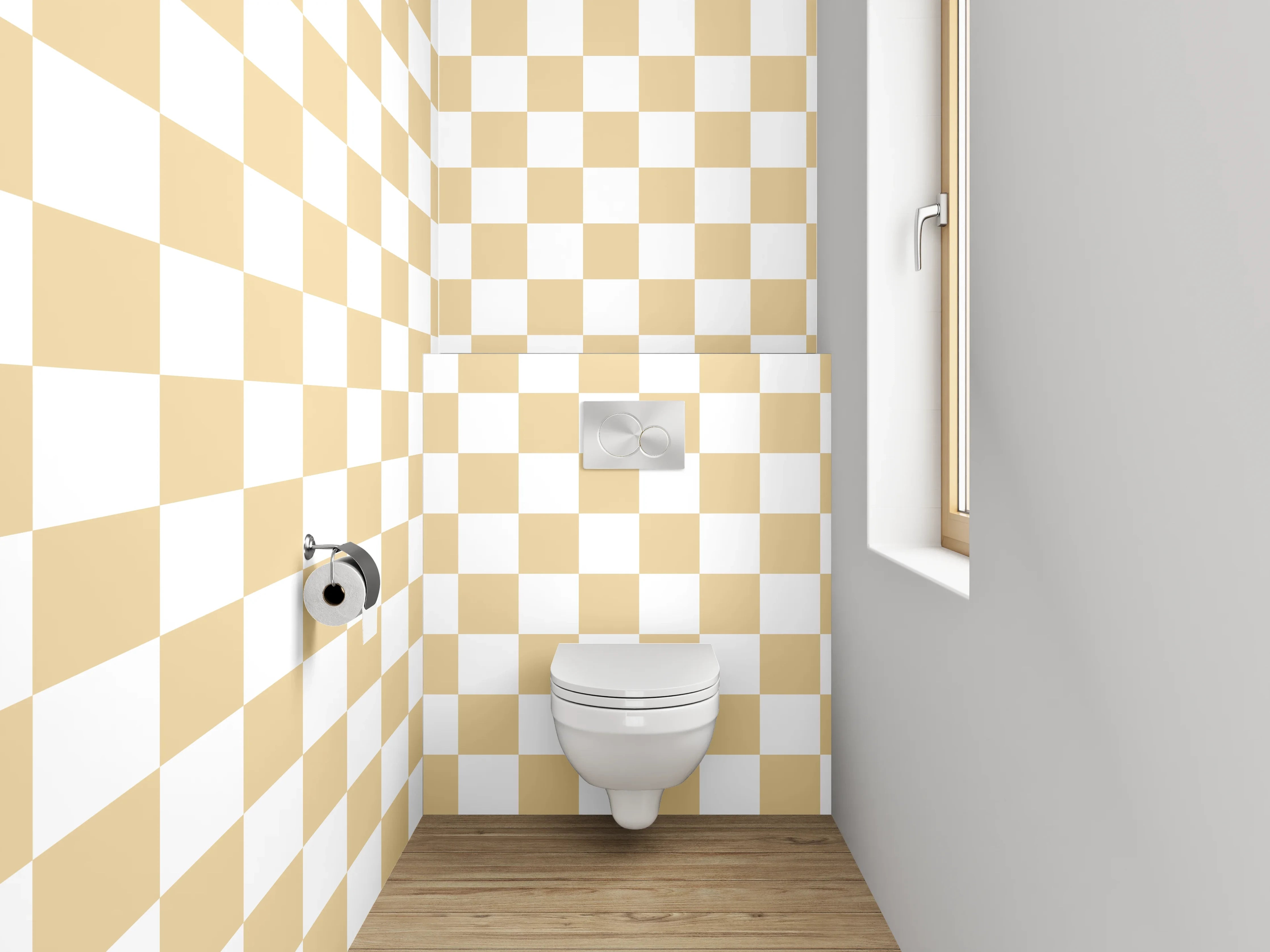 WC-Rückwand - Gelbes Kachelmuster Retro-Design