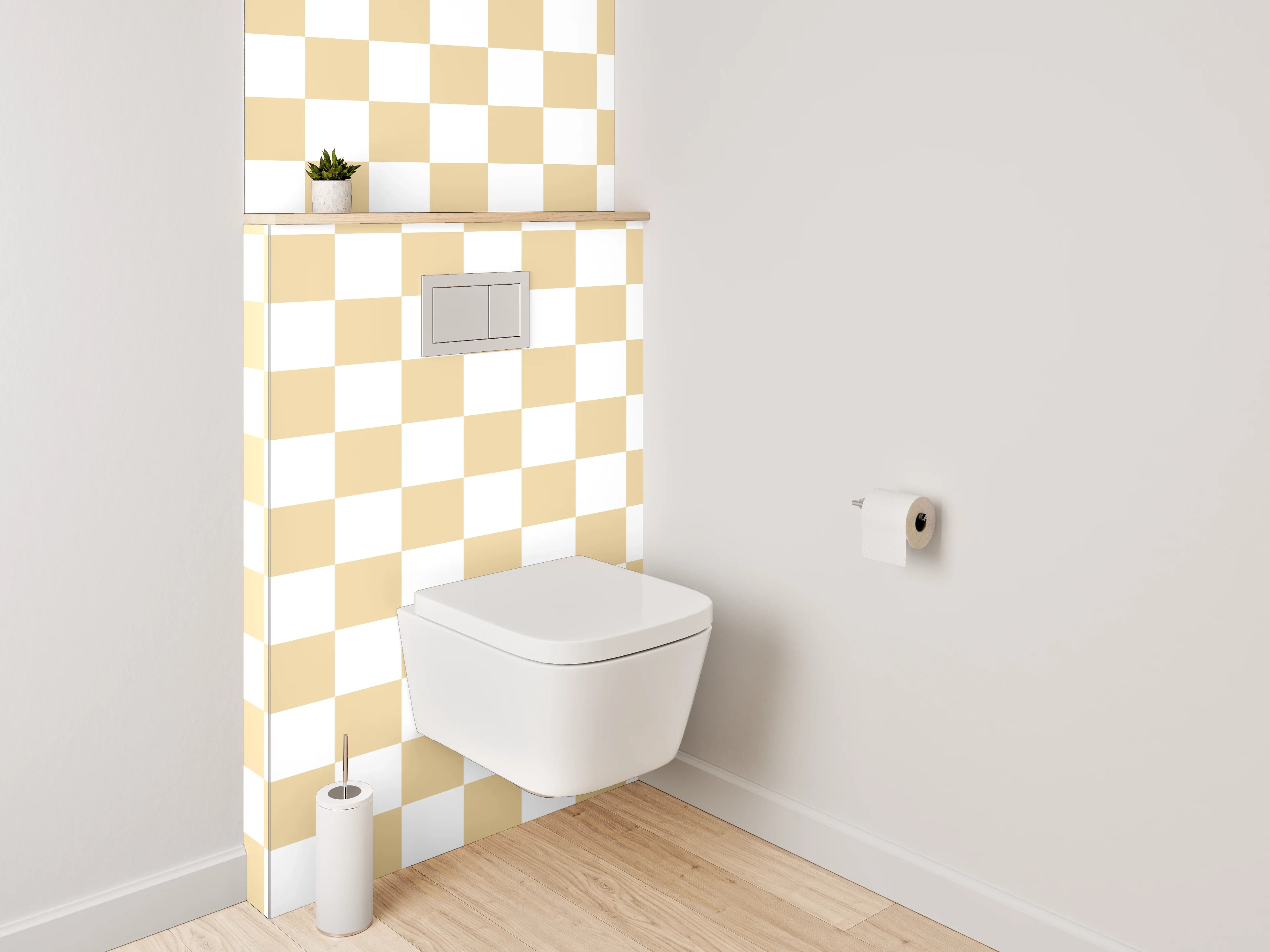 WC-Rückwand - Gelbes Kachelmuster Retro-Design