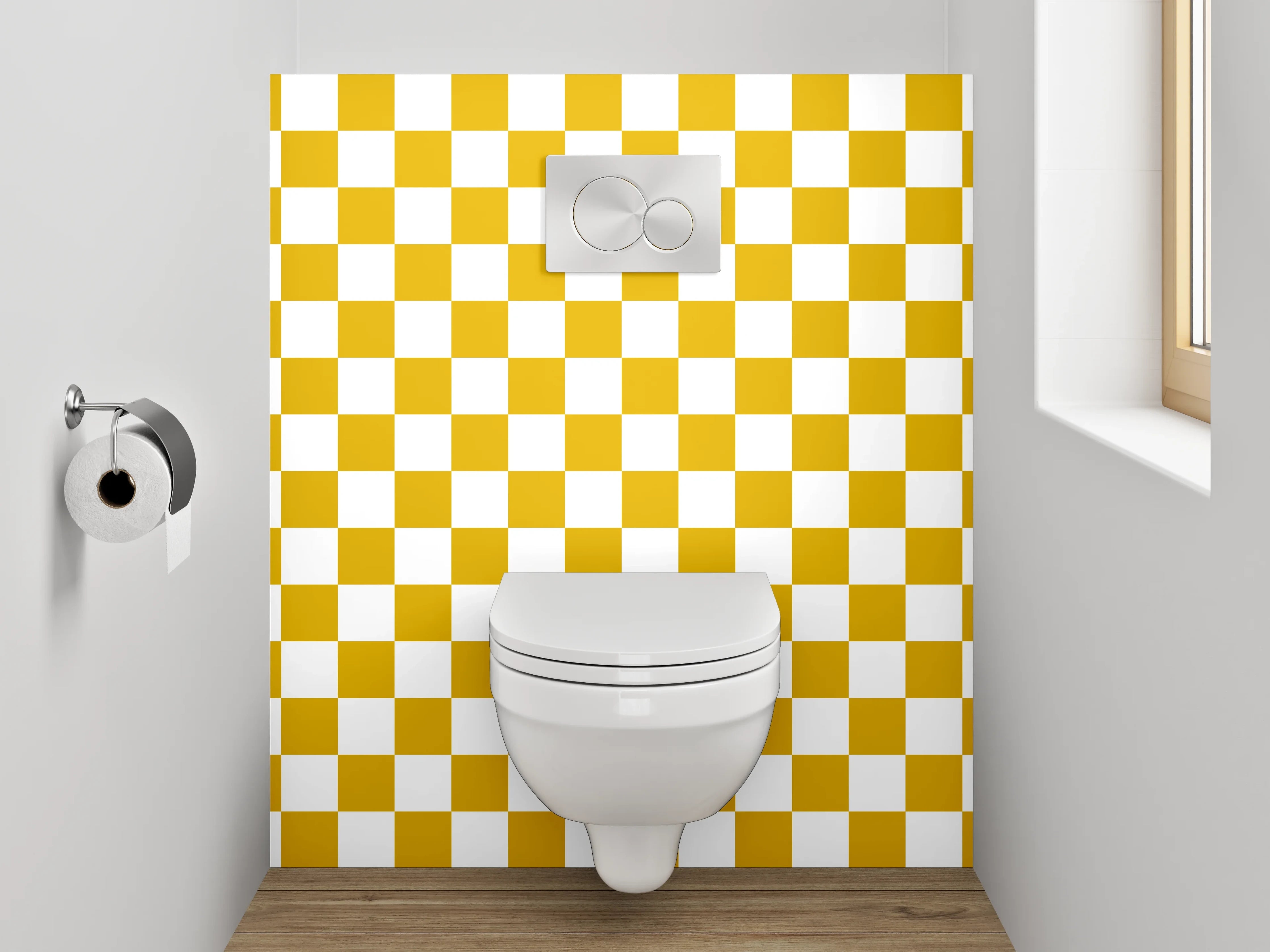 WC-Rückwand - Gelbes Karo Muster Retro