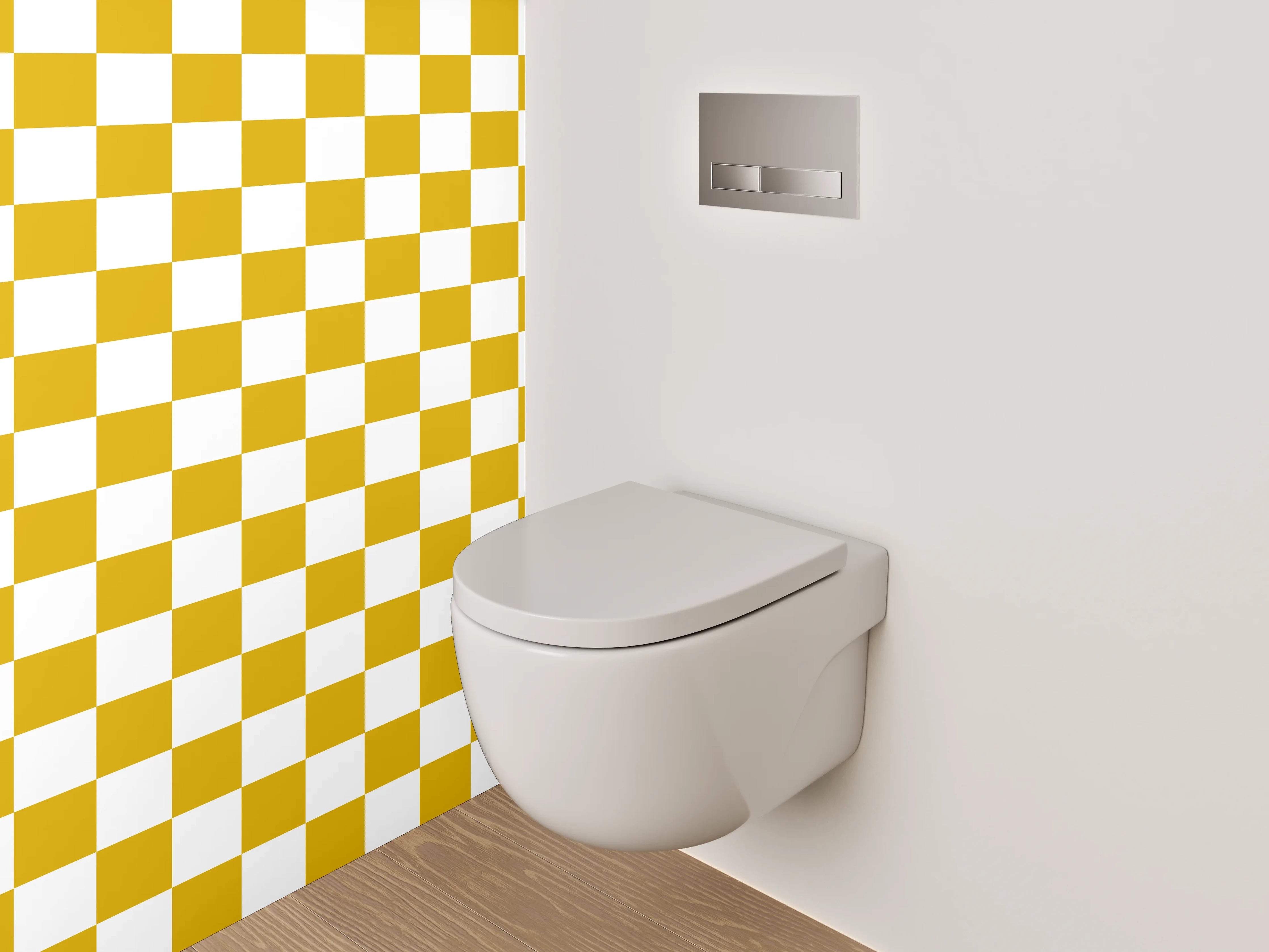 WC-Rückwand - Gelbes Karo Muster Retro