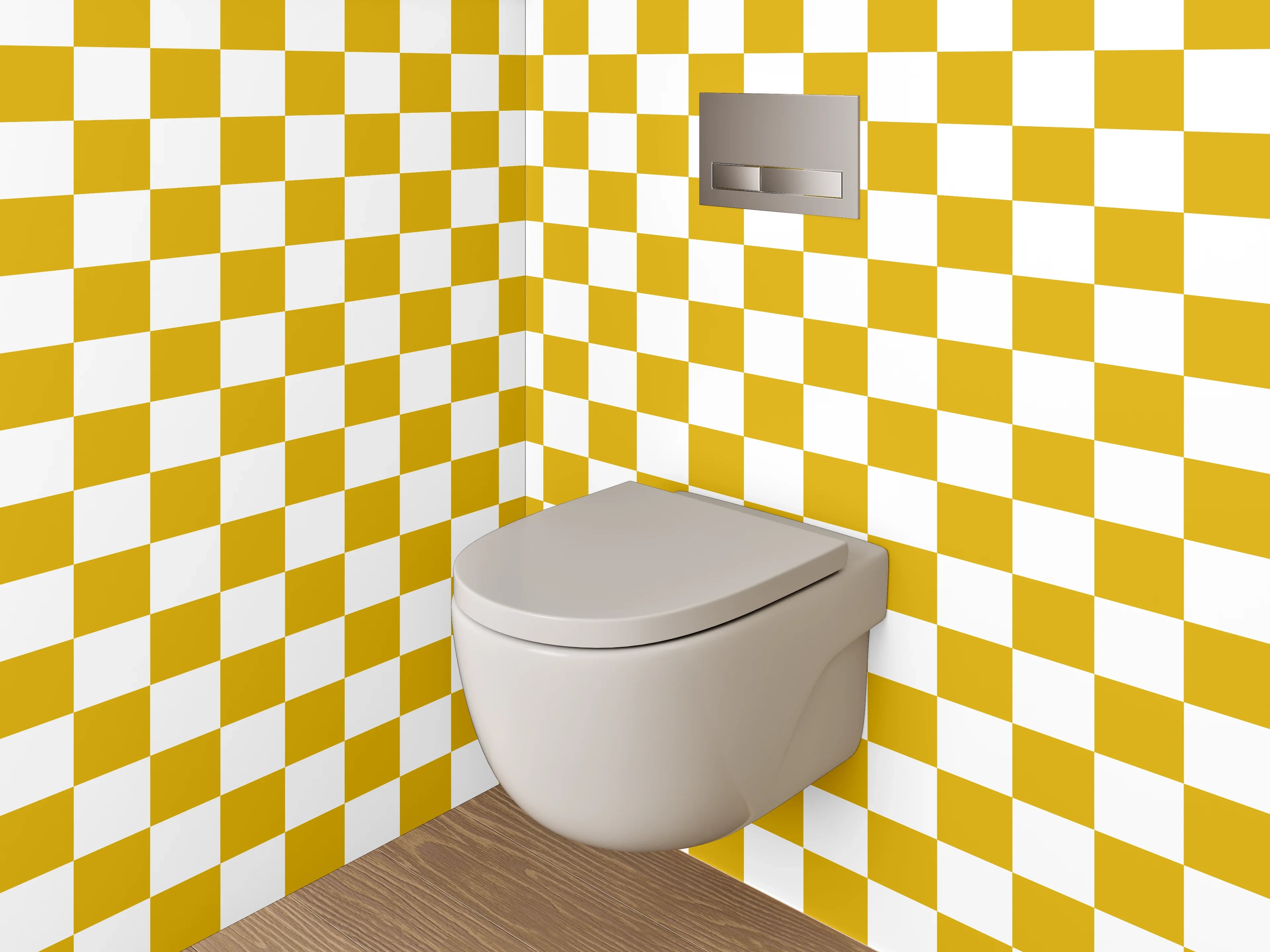 WC-Rückwand - Gelbes Karo Muster Retro