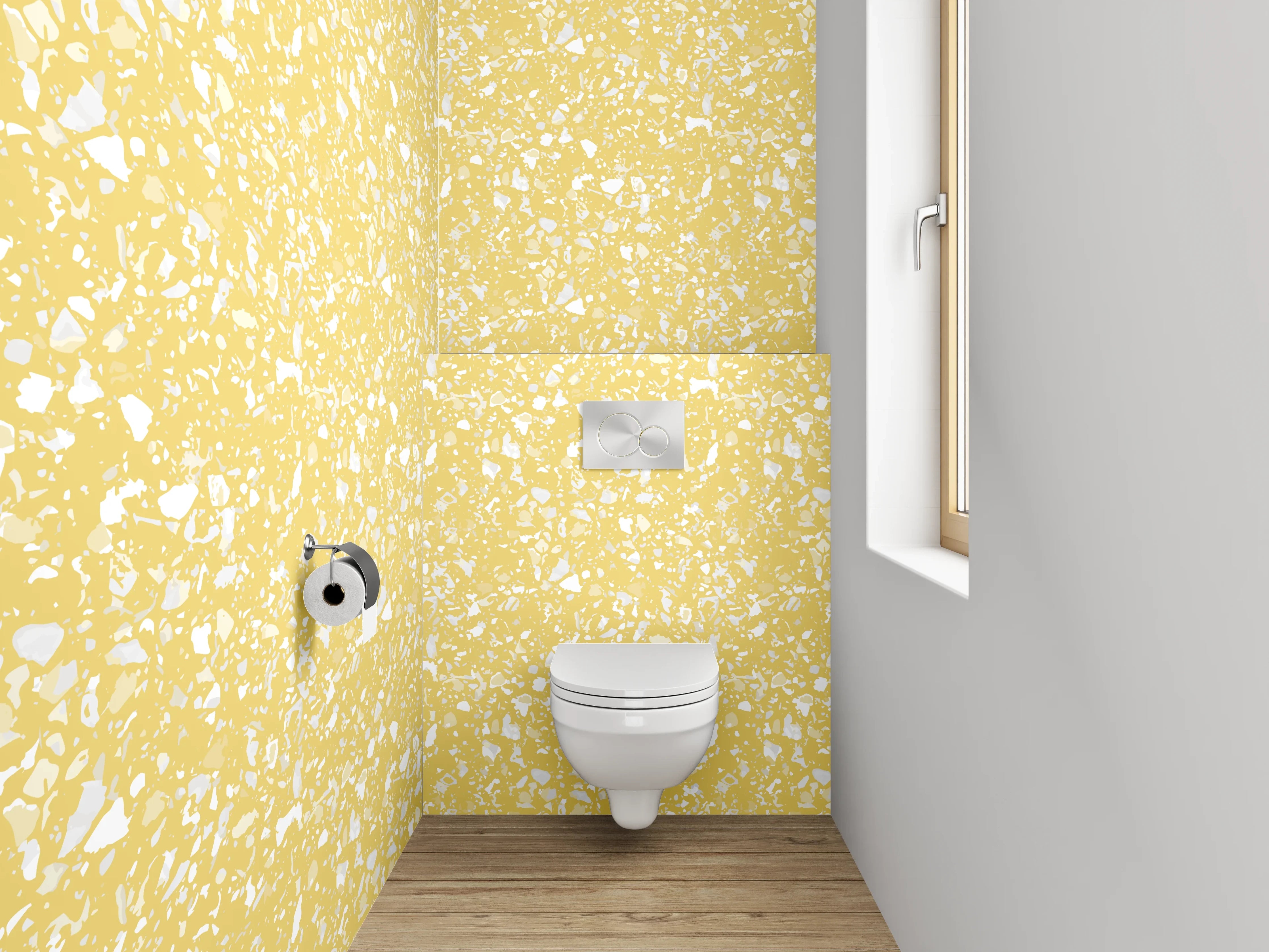 WC-Rückwand - Gelbes Pünktchen-Muster Vintage Design
