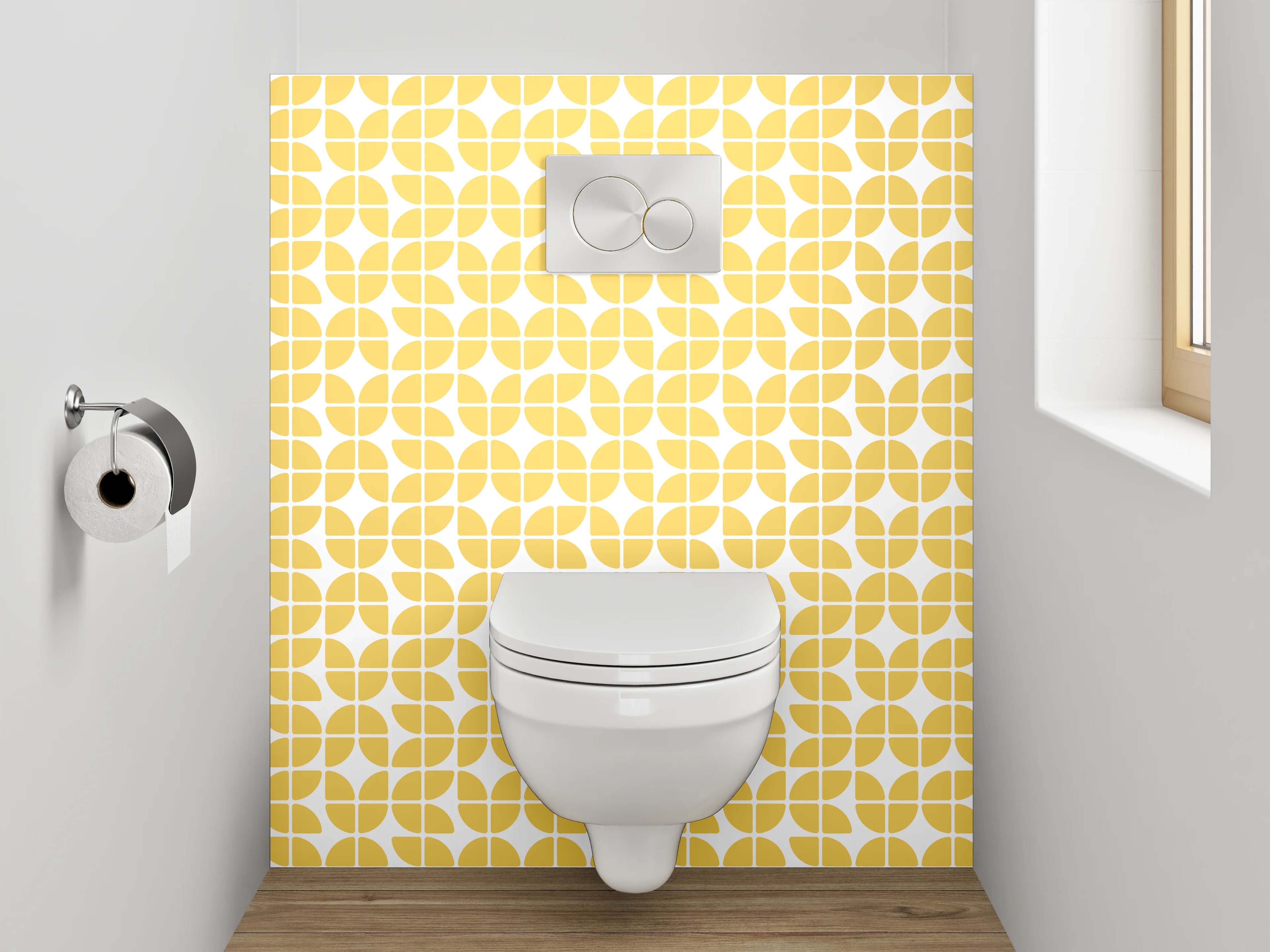WC-Rückwand - Gelbes Retro-Pattern geometrisches Muster