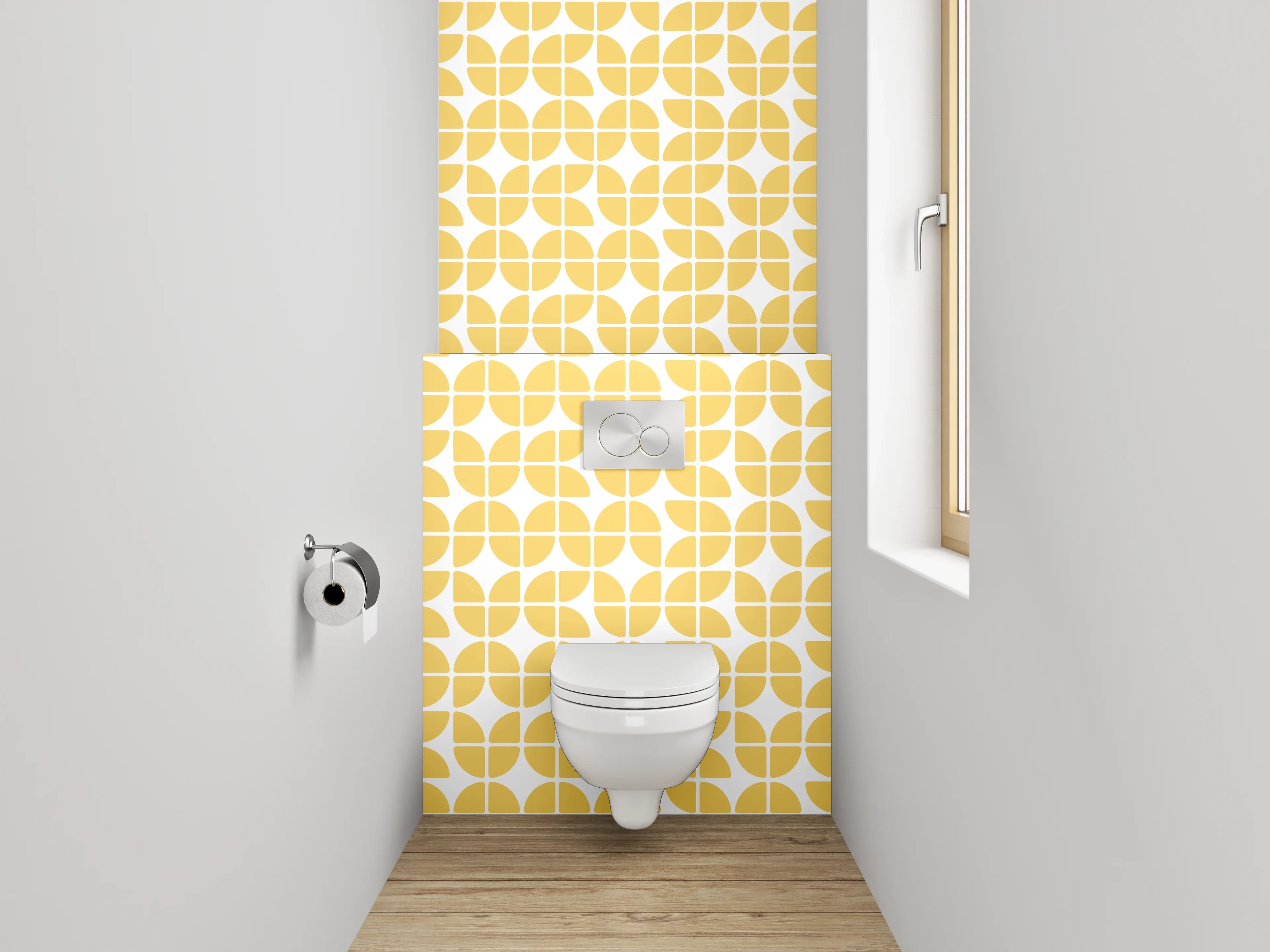 WC-Rückwand - Gelbes Retro-Pattern geometrisches Muster