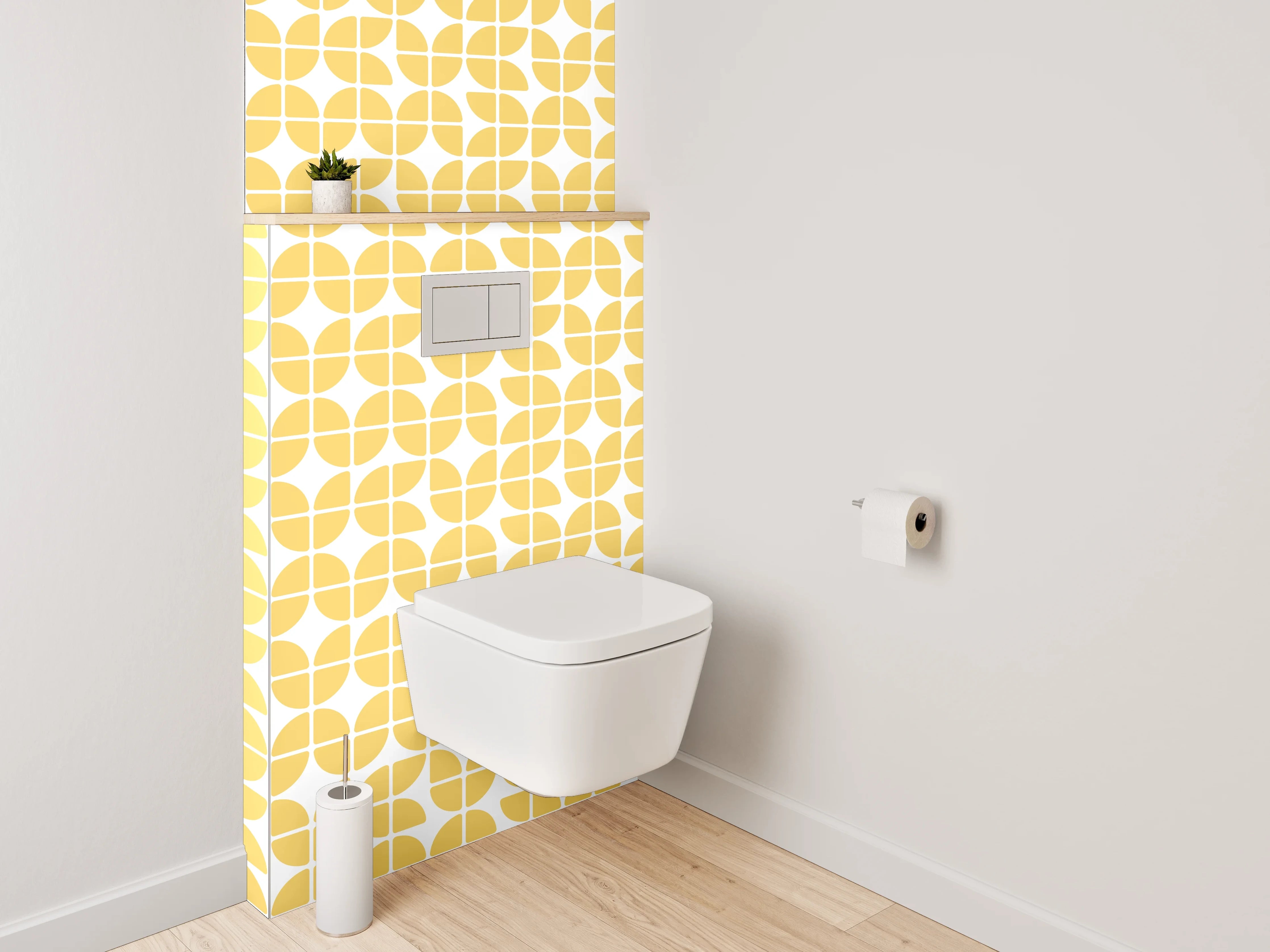 WC-Rückwand - Gelbes Retro-Pattern geometrisches Muster