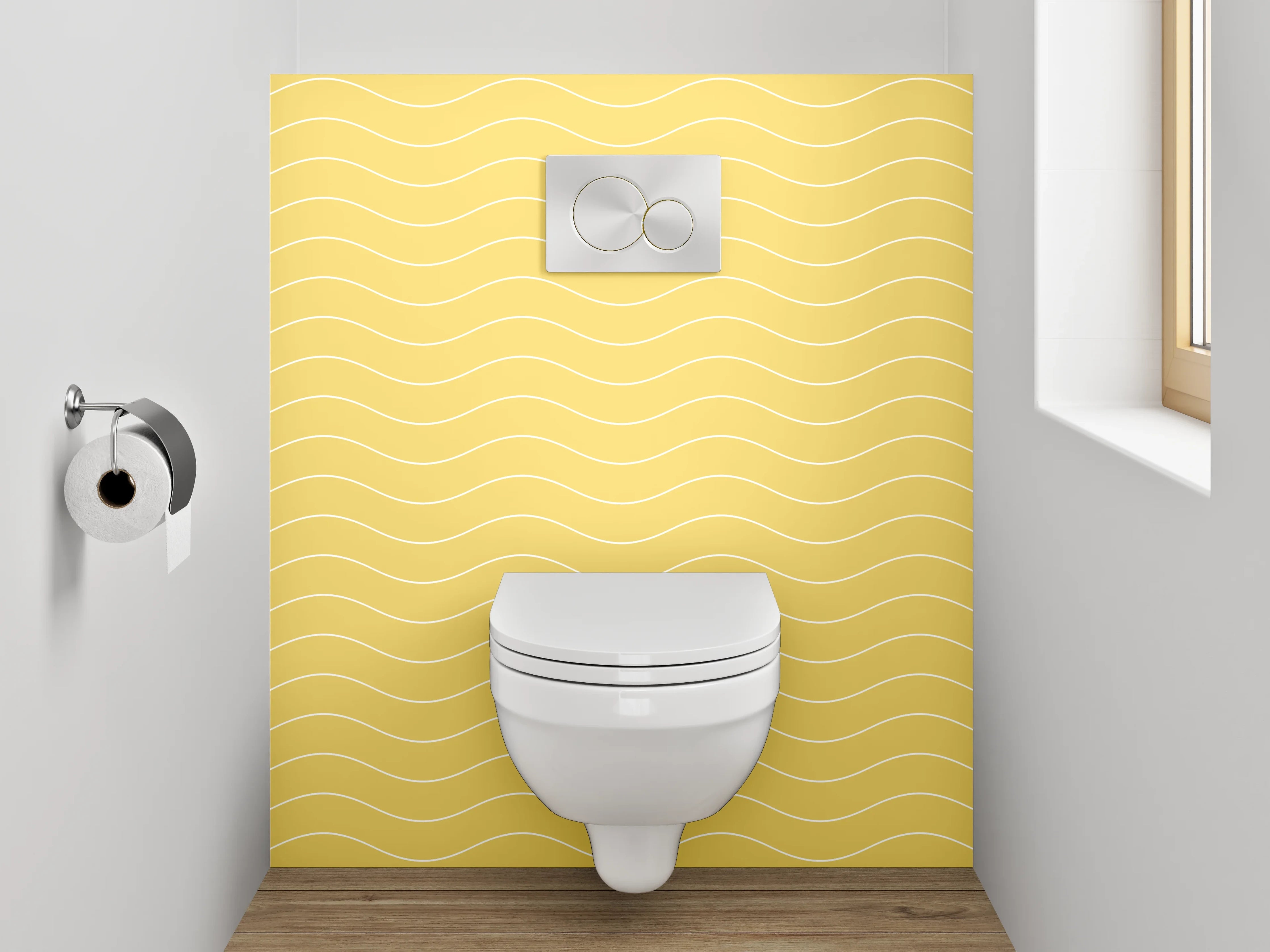 WC-Rückwand - Gelbes Wellenmuster Tapete