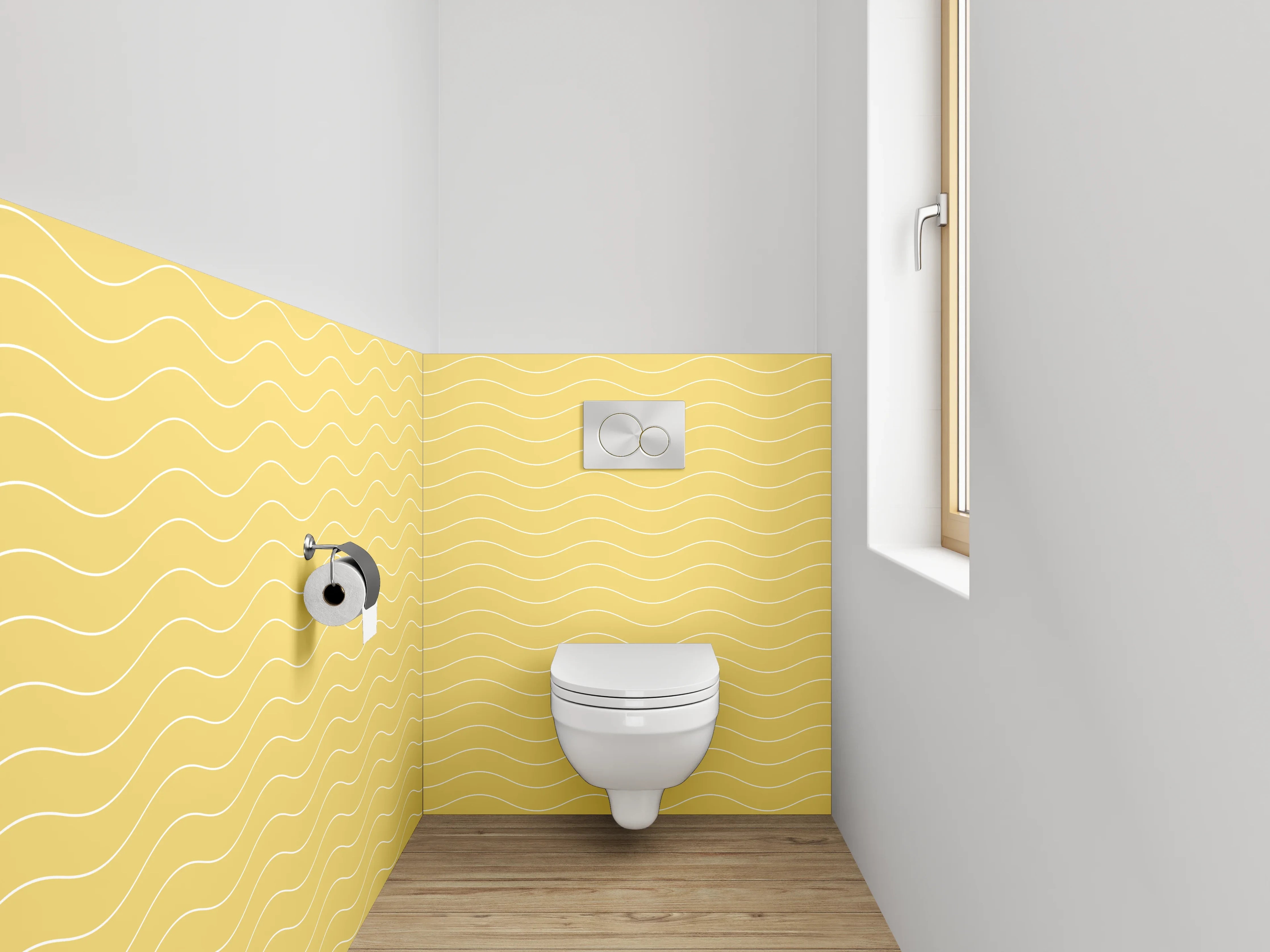 WC-Rückwand - Gelbes Wellenmuster Tapete
