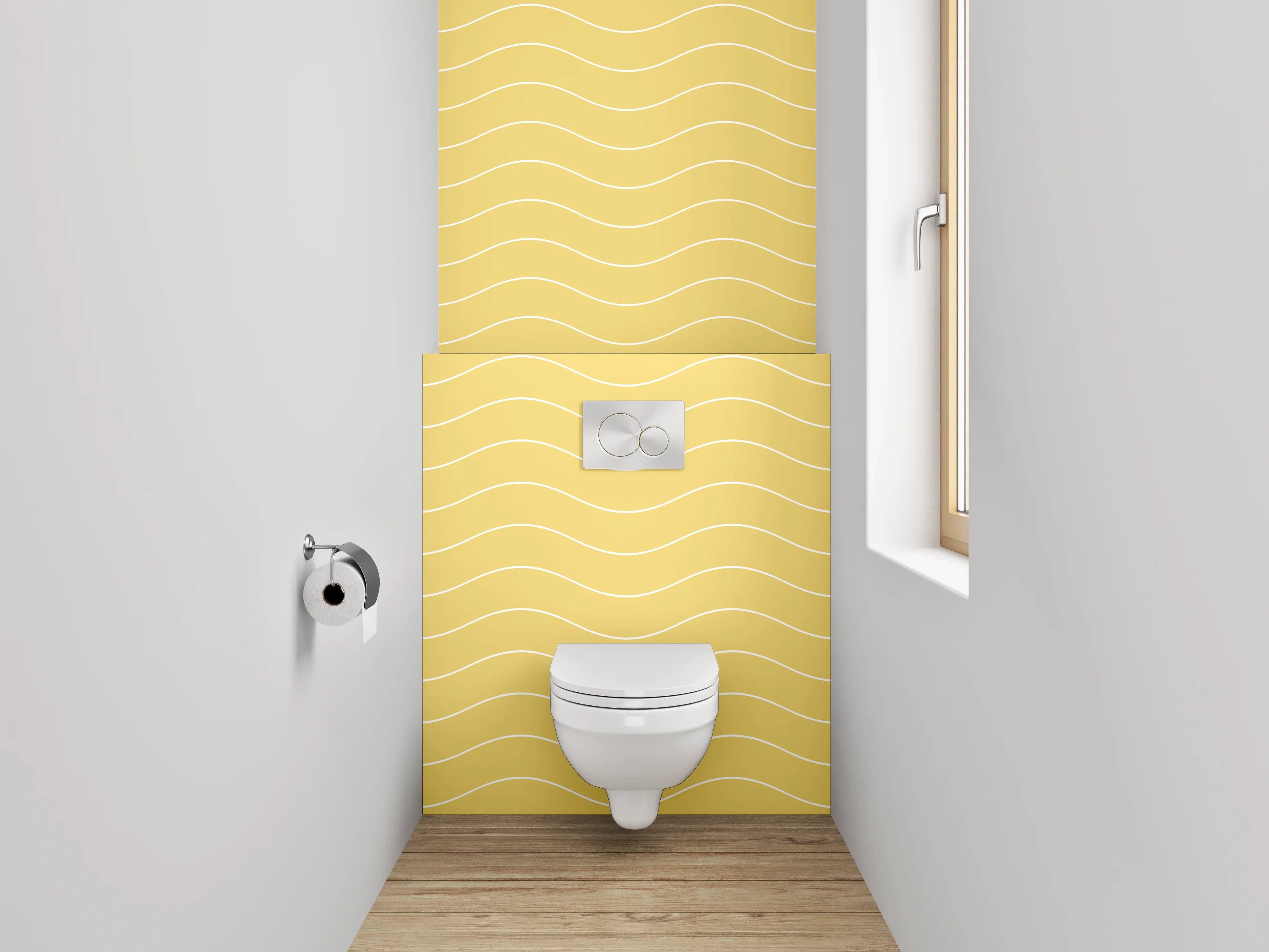 WC-Rückwand - Gelbes Wellenmuster Tapete