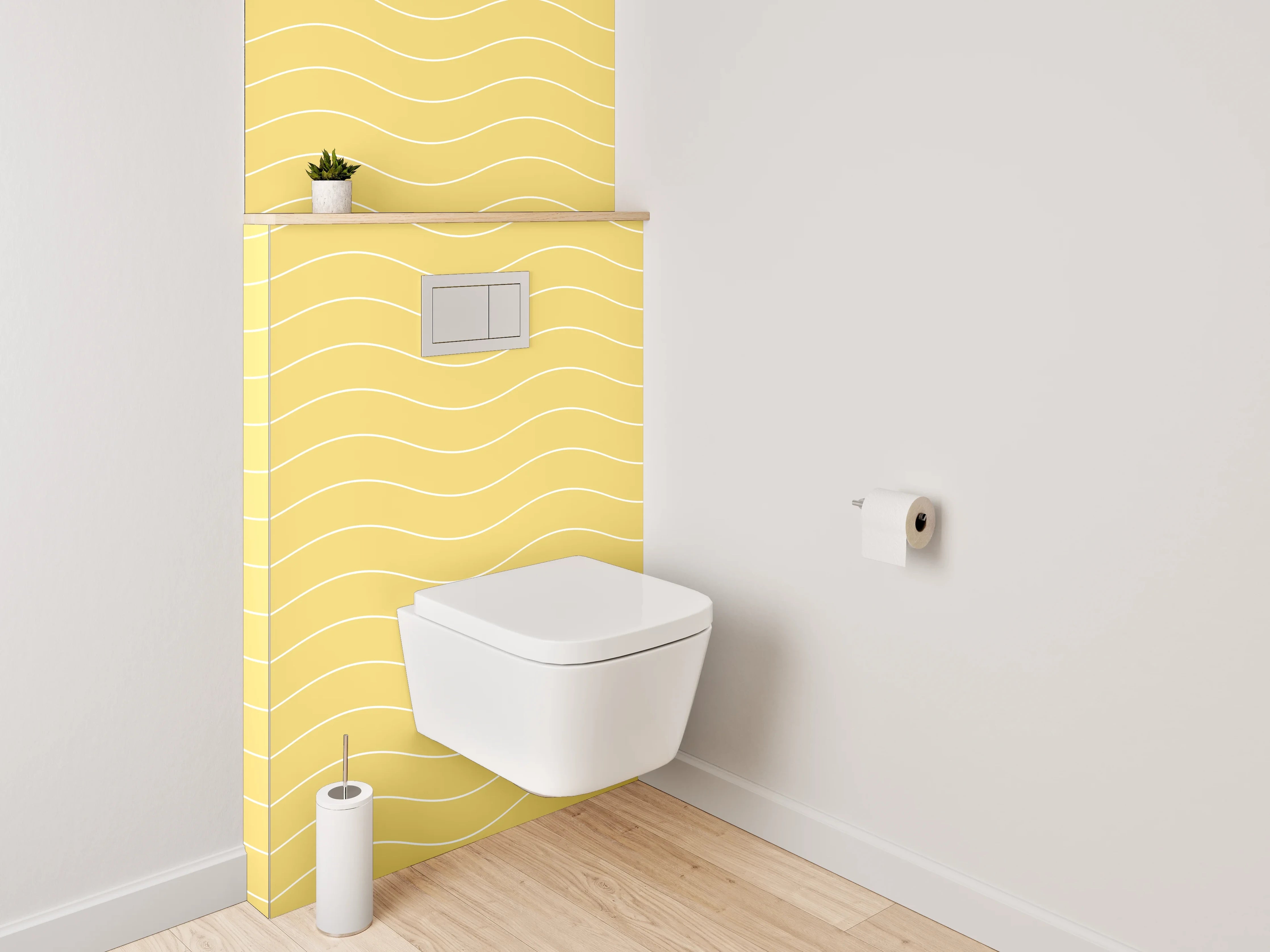 WC-Rückwand - Gelbes Wellenmuster Tapete