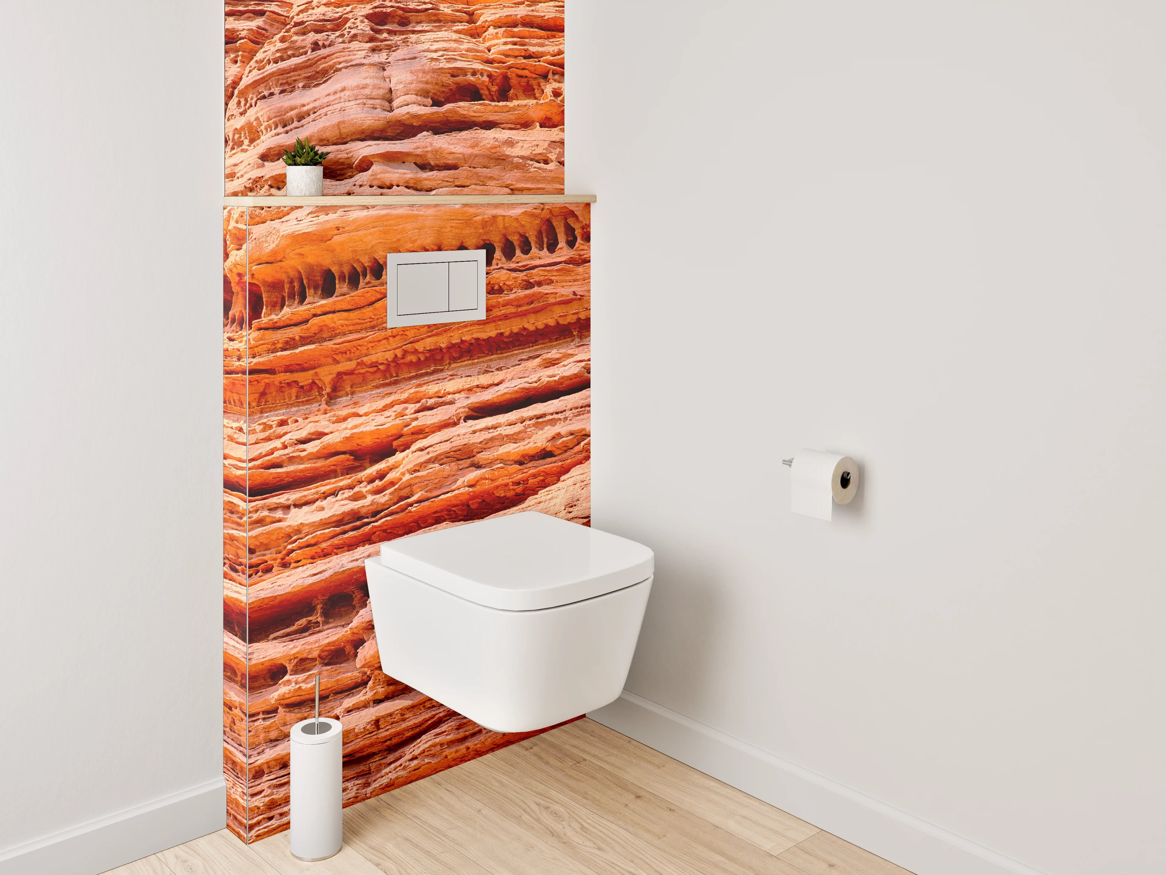 WC-Rückwand - Geologische Sandsteinstruktur Orange Rot
