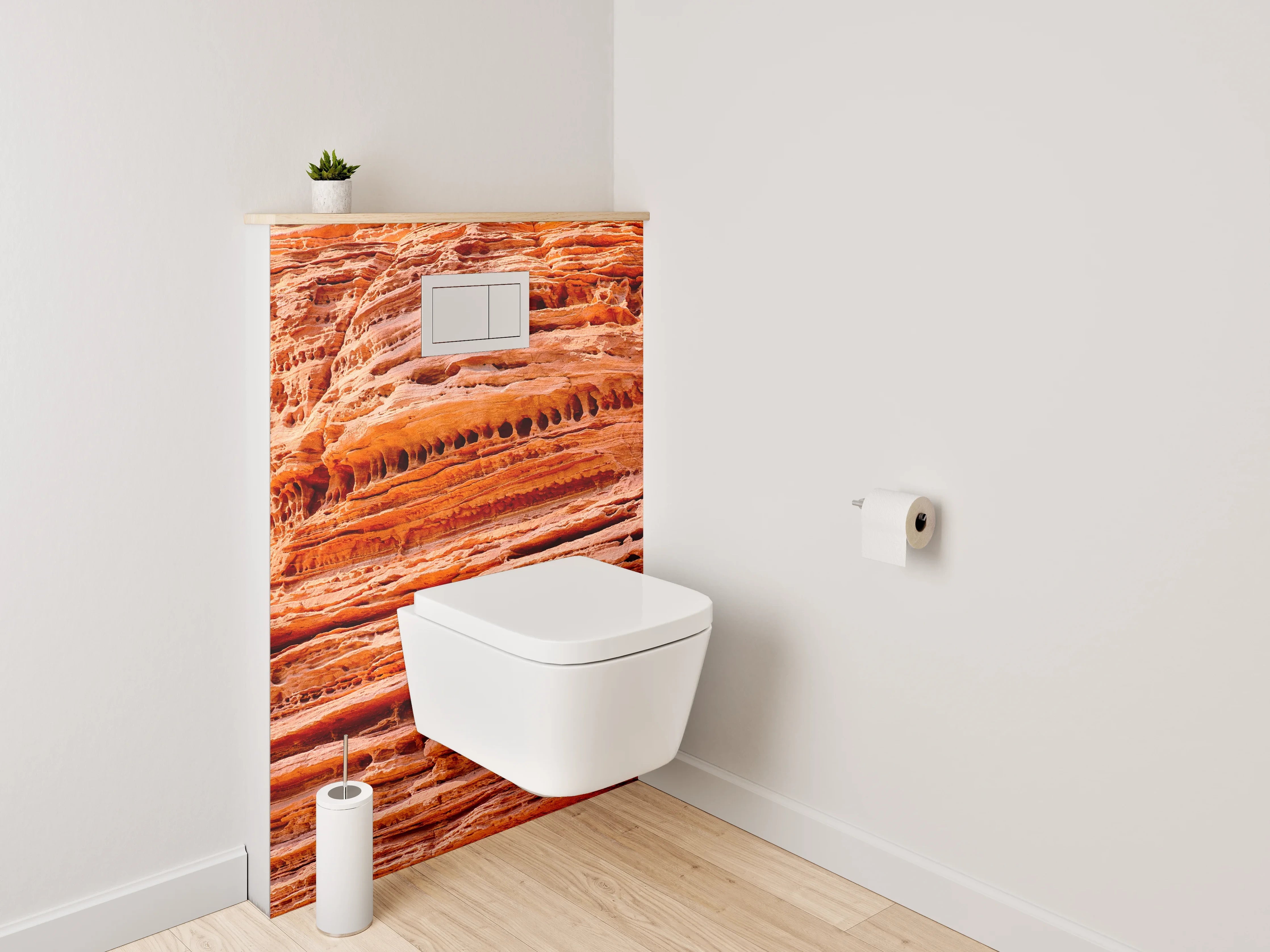 WC-Rückwand - Geologische Sandsteinstruktur Orange Rot