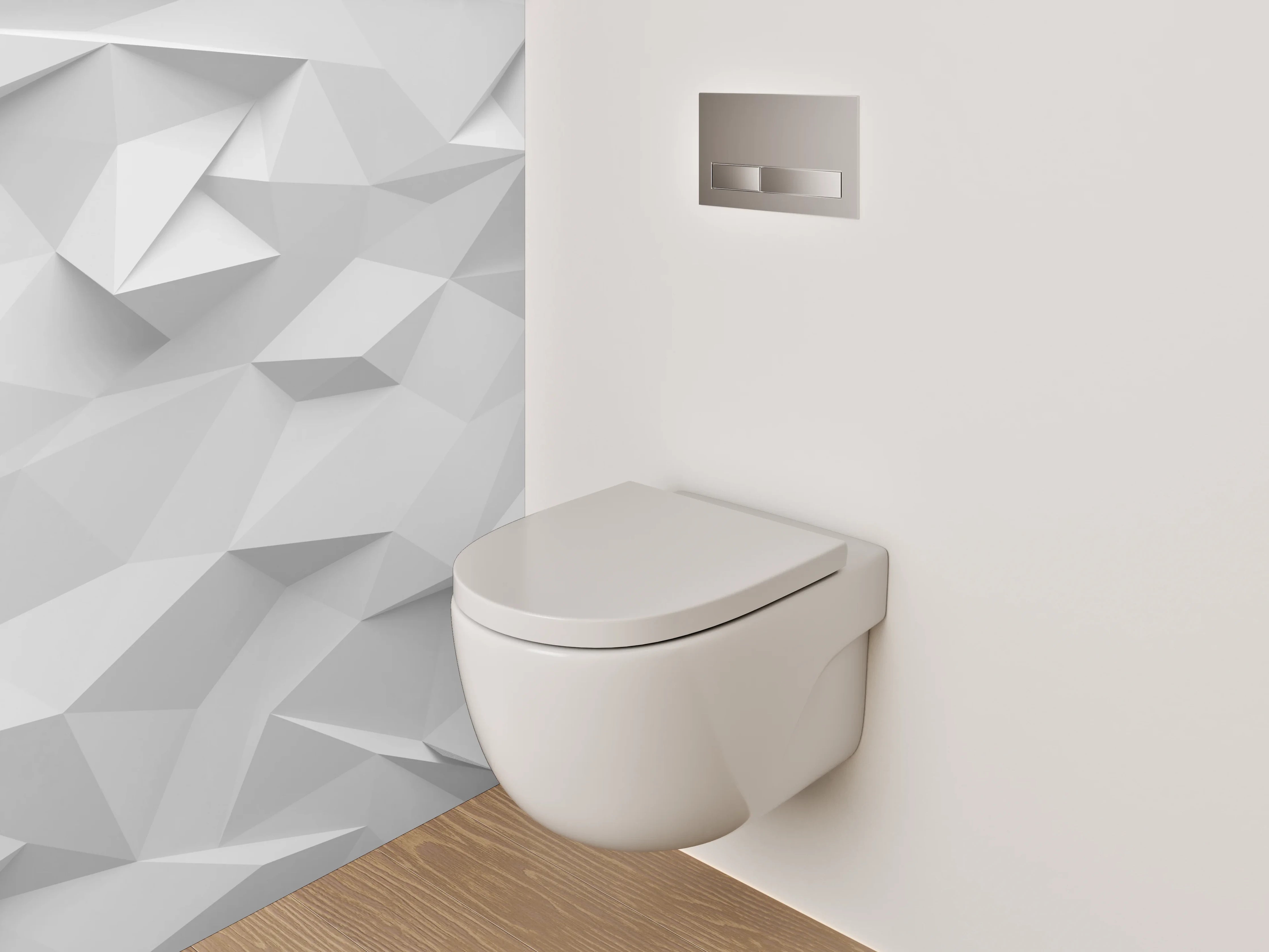 WC-Rückwand - Geometrisch weiße 3D-Struktur
