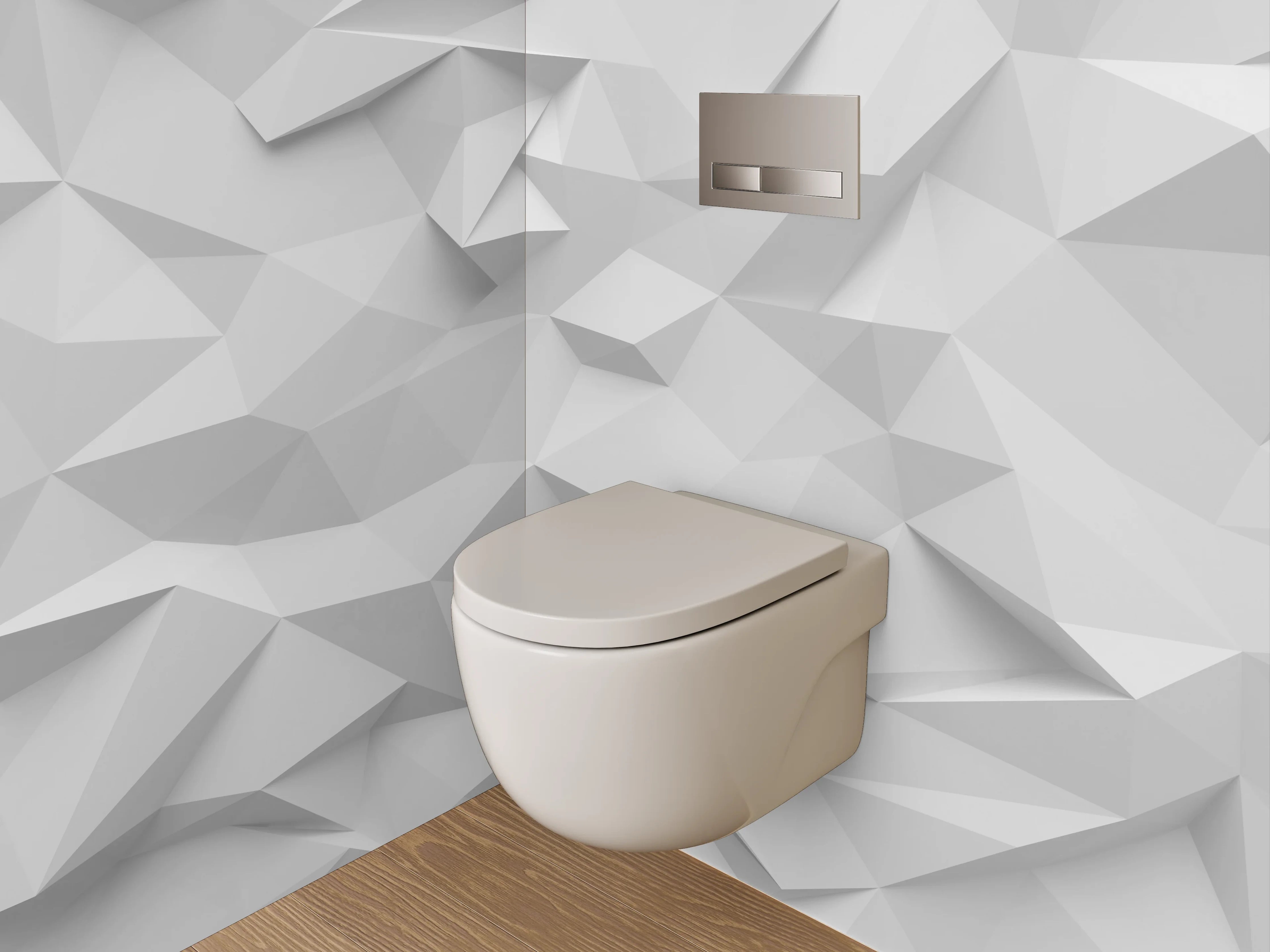 WC-Rückwand - Geometrisch weiße 3D-Struktur